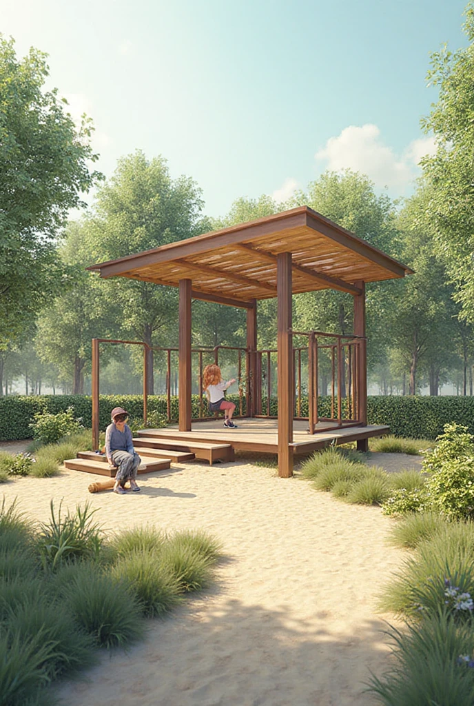 2 year old  exploring toys in the park