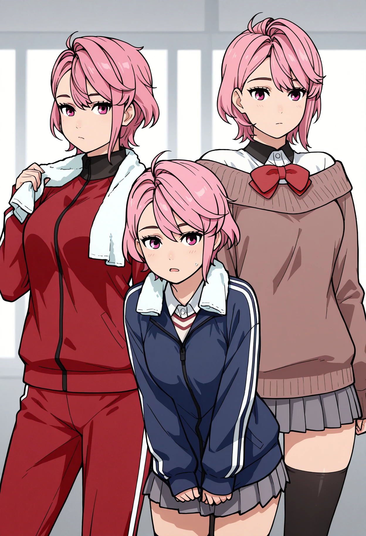 Pink Hair Color、short hair、Full body composition、Soft Light、Tank top