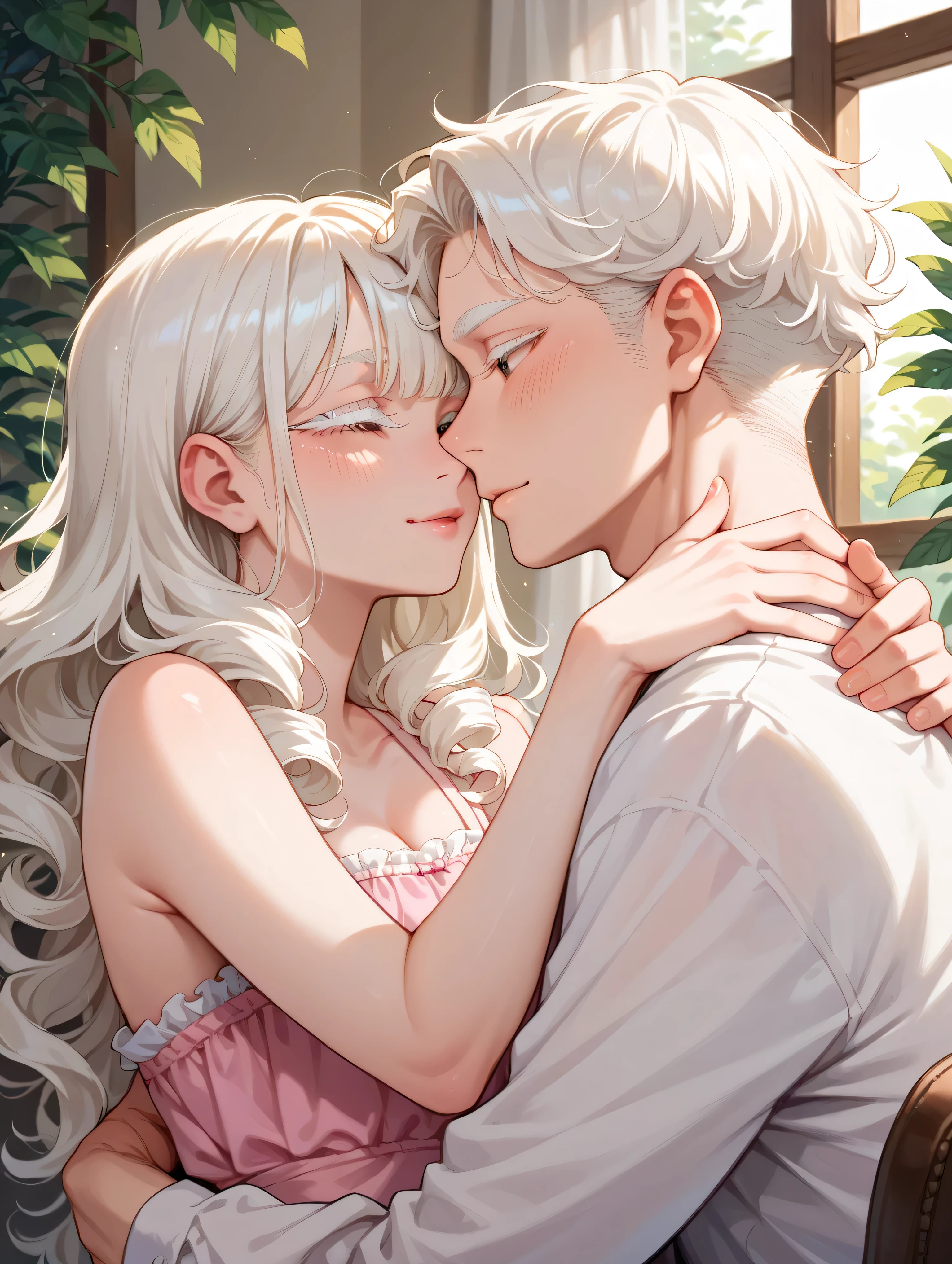 Male, beauty, white hair, long hair, eyes lilac