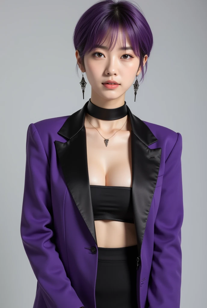 pirate suit, arafed asian woman in a skirt posing for a picture, jaeyeon nam, gorgeous young korean woman, beautiful south korean woman, korean girl, beautiful young korean woman, korean woman, heonhwa choe, korean women's fashion model, ???? look, big ??????, light purple hair, ???? pose, show ??????