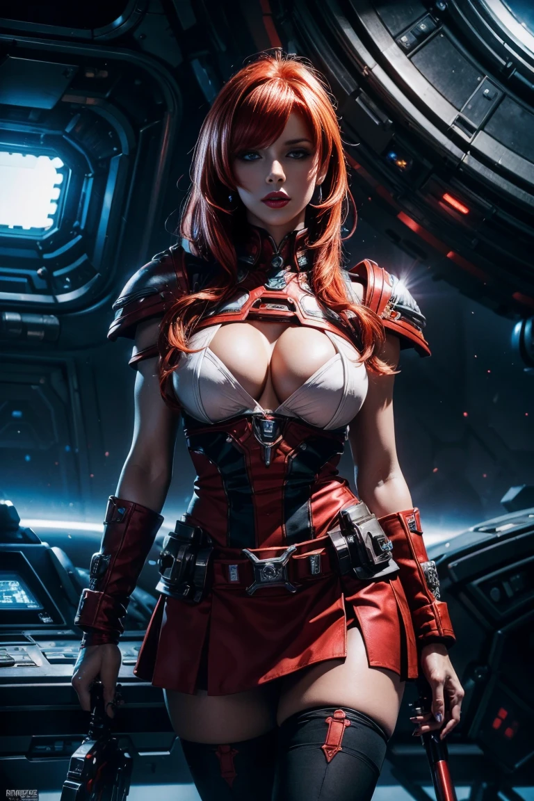 cyberpunk edgerunners, 1girl, lucy \(cyberpunk\), ???? shoulders, eBlue eyes, nedium ???????,  looking at viewert, mediuml ???????,, cropped shoulders, Red eyeliner, long whitr hair, Ultra shorts solo, Crop topping，whaite hair，（（tmasterpiece））