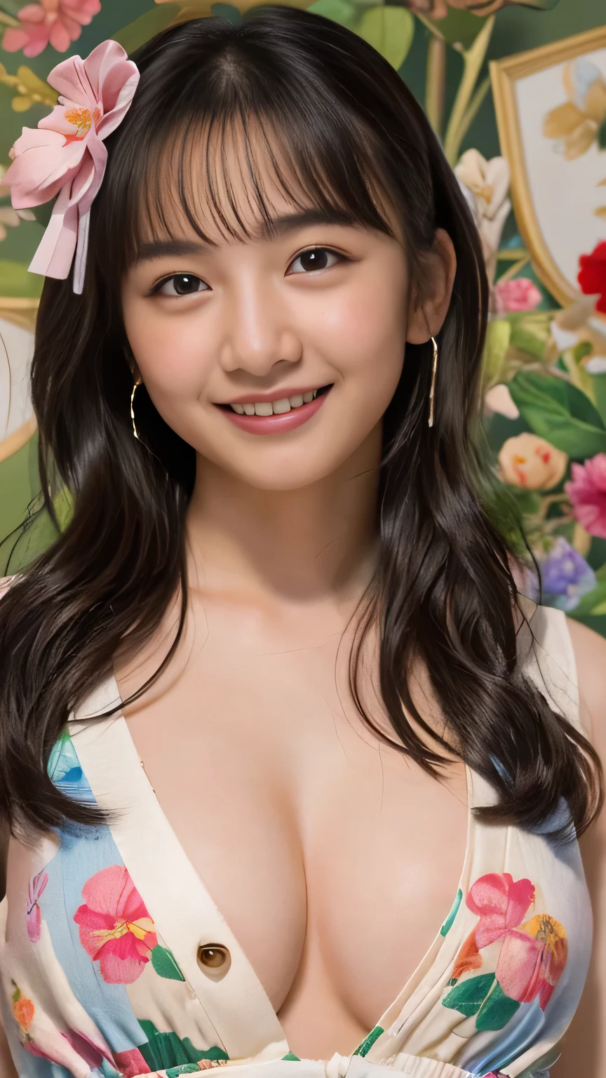 masterpiece、 beautiful eyes, ( An unrivaled masterpiece、 Symmetrical Cannon Eyes:1.3),Very complicated、
( A masterpiece That Will Dispel the Crowd , Highest Quality , very detailed , detailed facial resolution、),,( ultimate beauty、 face like a baby 、bang、 pupil、ribbon、 floral decoration 、、 innocent and funny expressions 、smile( Middle School Student 、 big boobs )、 Wavy hair reflecting the human mind 、indoor)( 8kWallpaper、high resolution ,, )( full body portrait 、head to waist) ( Naked、nipples exposed 1,7) Sharp Concentration 、 And high-precision 、Naked女の子、cute panties