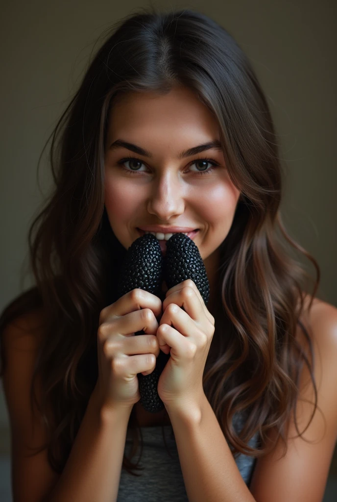 Belleza morena chica se masturba el ano con un consolador blanco