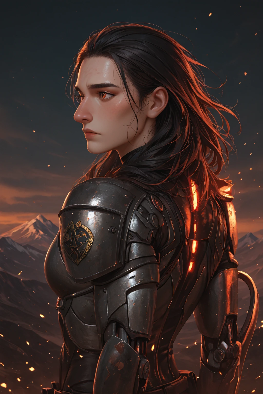 Christian Schloe style, beautifully detailed, best quality, super fine, HDR, masterpiece: 1. 2, wasteland, beautiful female warrior from China holding a rocket launcher, futuristic fantasy, long flowing hair, high tech helmet, goggles, blood and black greasepaint on the face, dirt, wounded, worn out, tragic, movie stills, Siberia, snow covered vast wasteland, cold night, sci-fi art, Amidio Modigliani style, battle, war, multiple fighters, background: army combat battlefield, countless brave soldiers.
