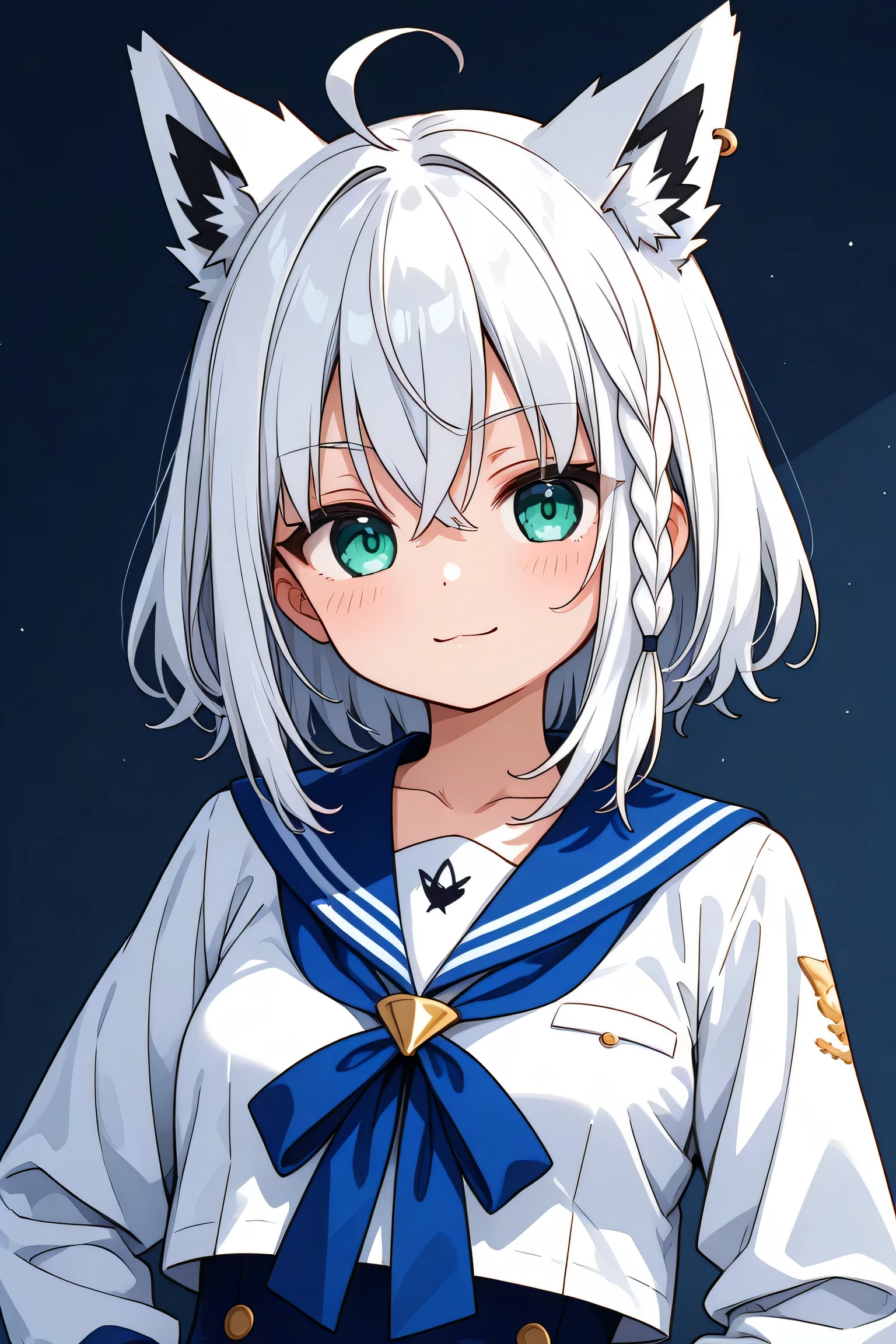 Shirakami Fubuki、sailor suit next to the eye