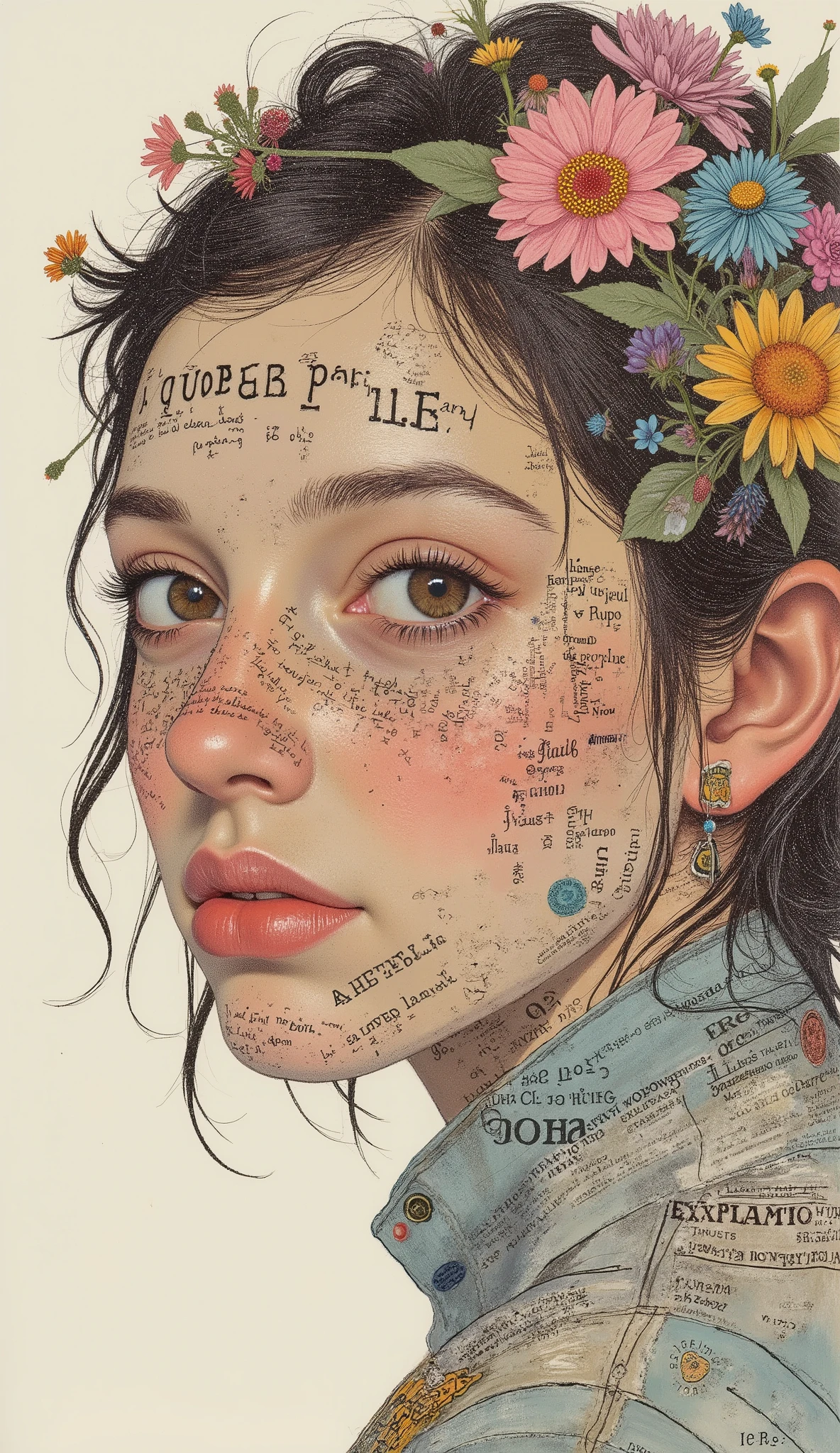 Collages or montages that highly depict words and phrases.