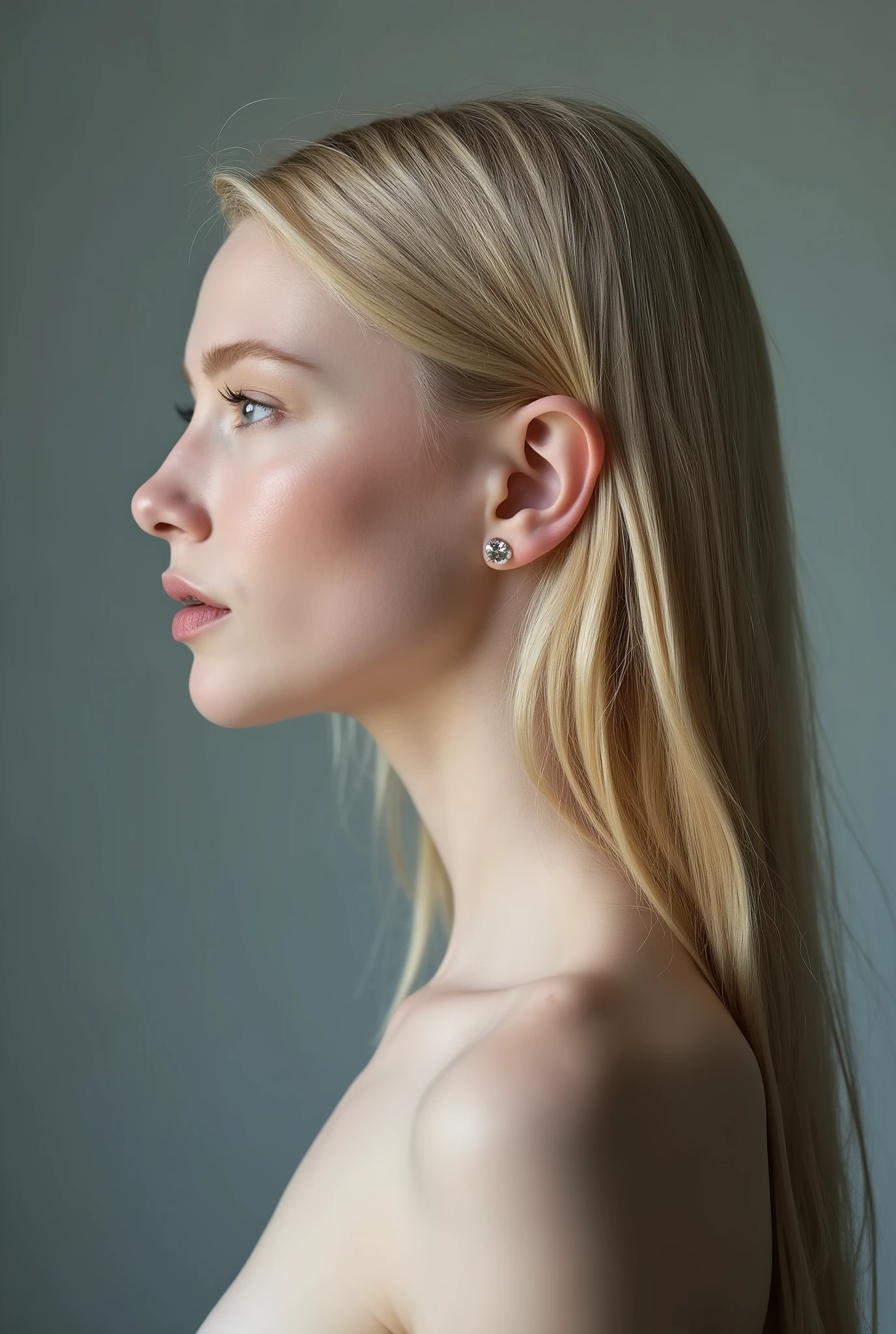 Full side head profile shot, head profile view, studio photograph, face shot, A captivating young woman, who is a harmonious blend of elegant features and youthful charm, goth girl, goth aesthetics, straight hair, blonde, long hair, , , , capture the subject from the side, showing the full outline of their face and head, perpendicularly to the camera. grey background.
cinematic shot, dynamic lighting, 75mm, Technicolor, Panavision, cinemascope, sharp focus, fine details, 8k, HDR, realism, realistic, key visual, film still, cinematic color grading, depth of field,