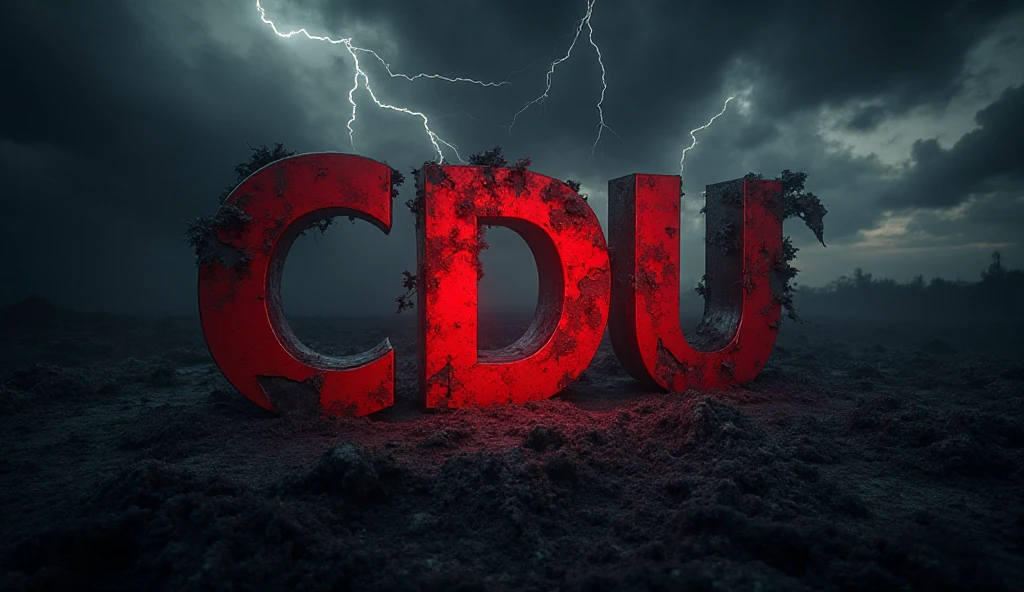 Torn CDU logo – lightning strike in background, symbolizing internal ...