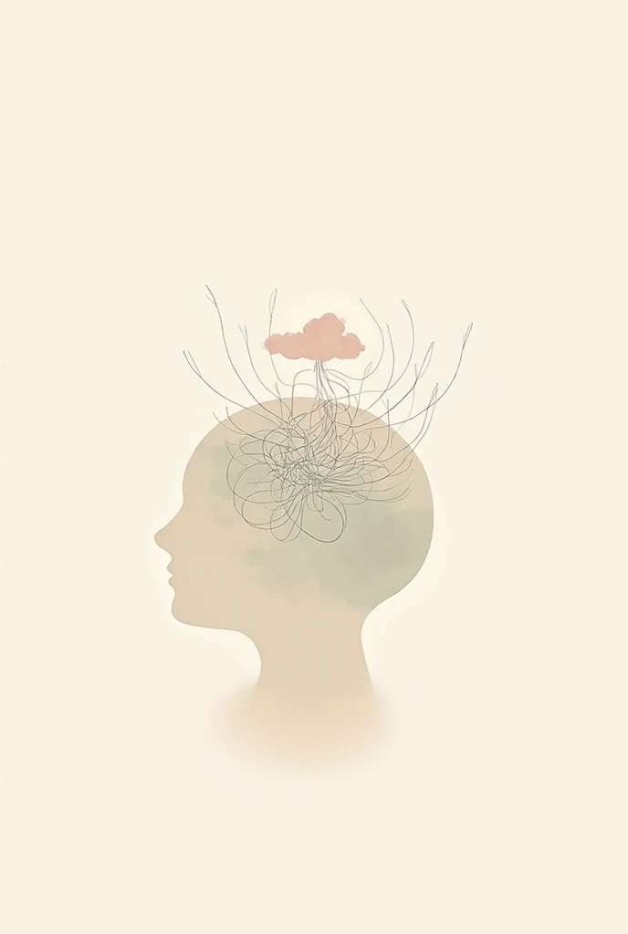 Minimalist conceptual illustration of a human head or abstract mind ...