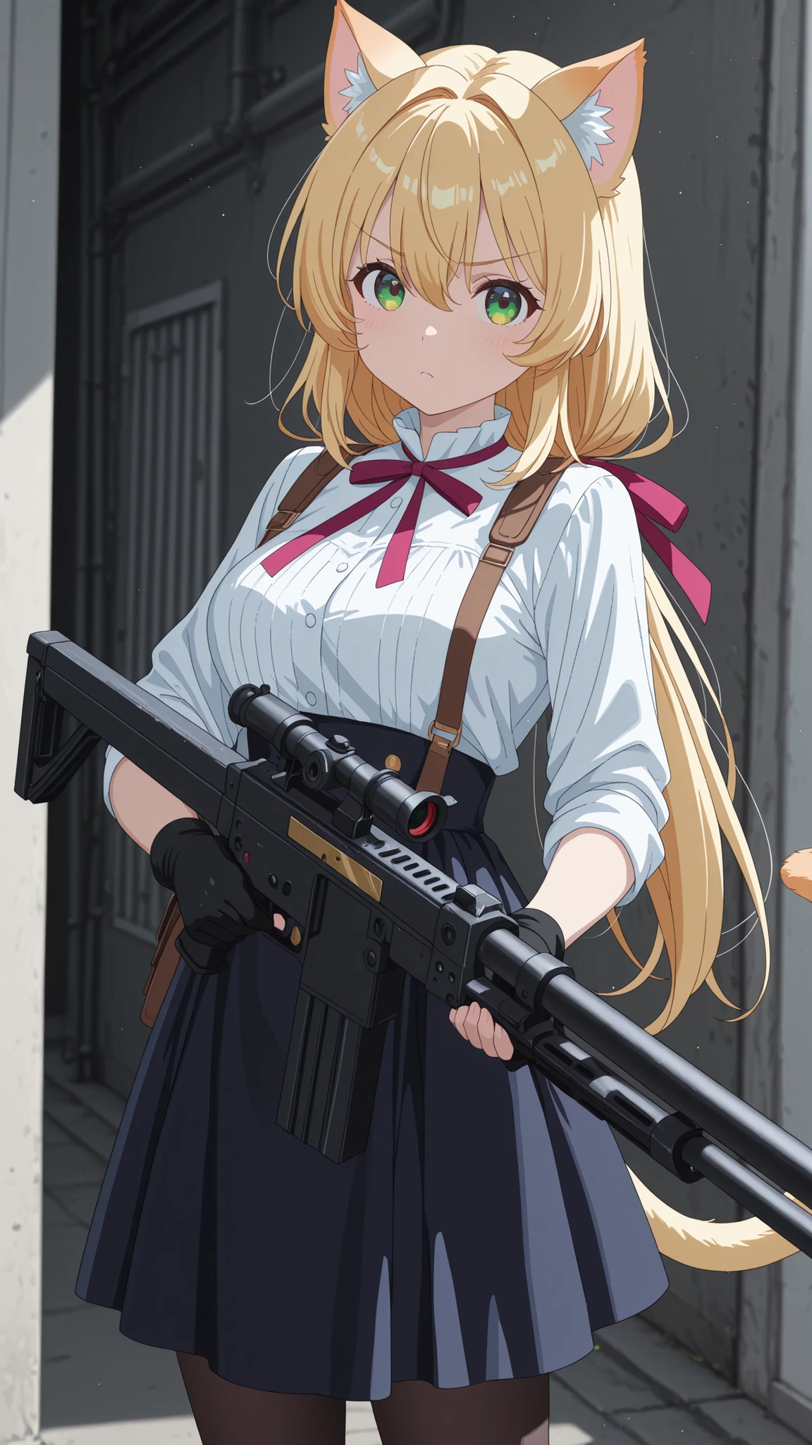 high-definition images、Two、cat girls are robbing with machine guns at Sotheby's auction site