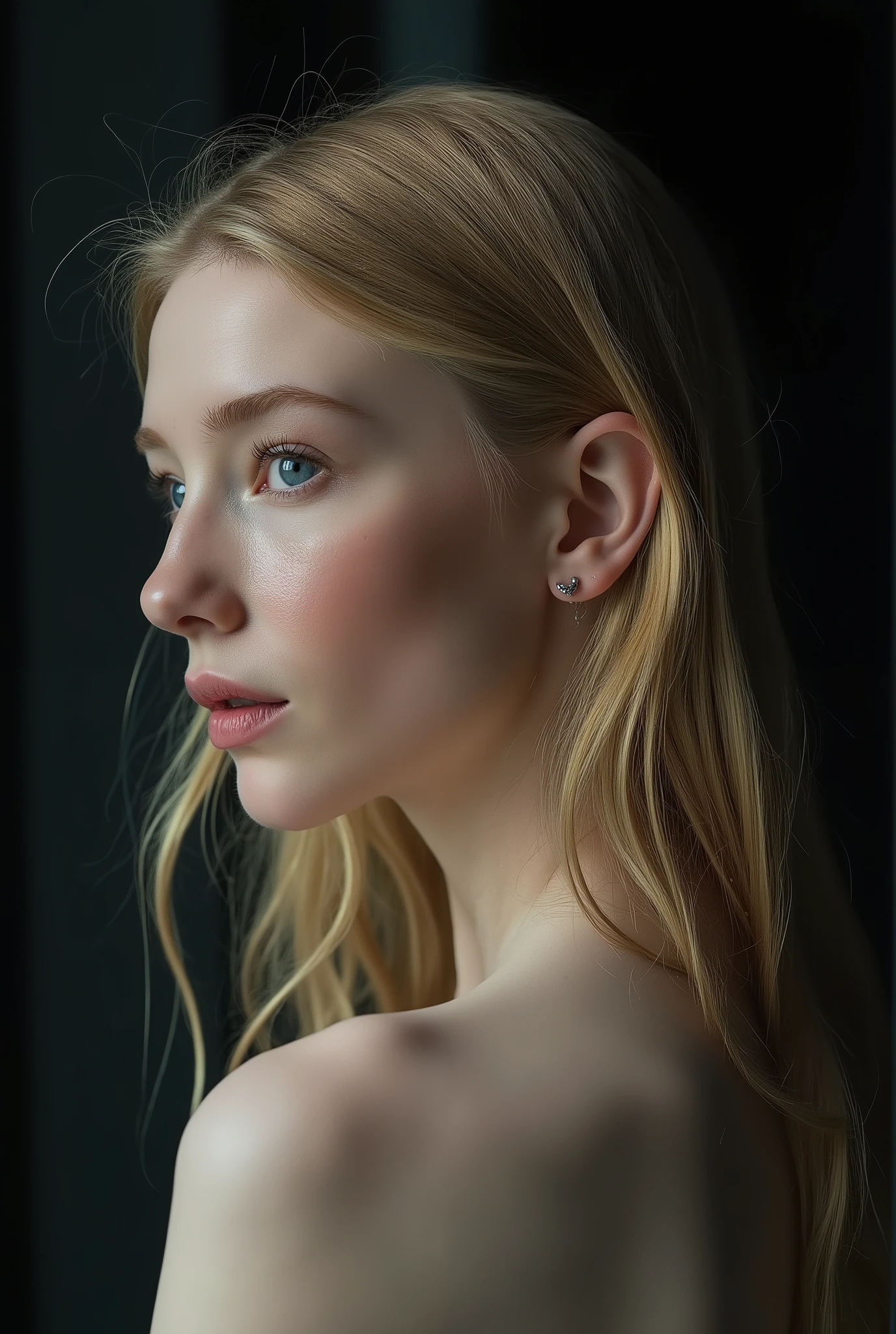 Full side head profile shot, head profile view, studio photograph, face shot, A captivating young woman, who is a harmonious blend of elegant features and youthful charm, goth girl, goth aesthetics, straight hair, blonde, long hair, , , , capture the subject from the side, showing the full outline of their face and head, perpendicularly to the camera.
cinematic shot, dynamic lighting, 75mm, Technicolor, Panavision, cinemascope, sharp focus, fine details, 8k, HDR, realism, realistic, key visual, film still, cinematic color grading, depth of field,