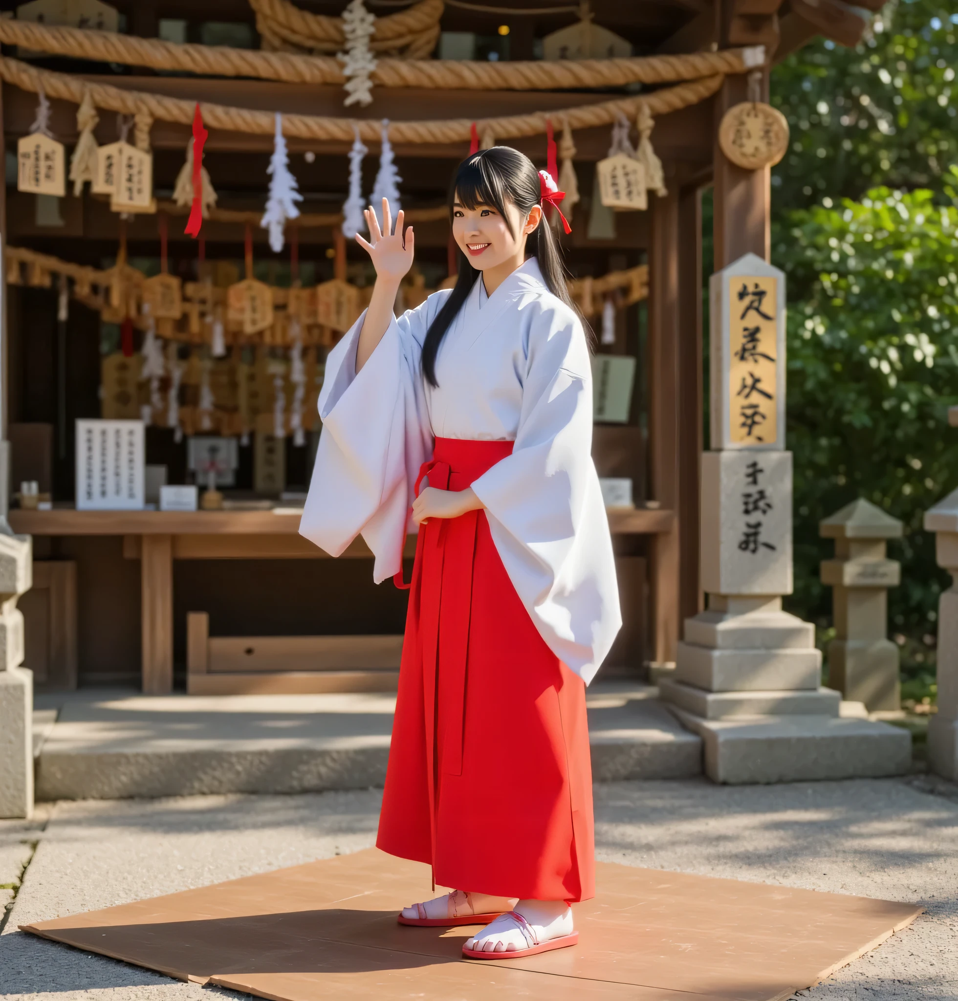 realistic images、Photorealistic、Shrine maiden who violently dances hip-hop dance on the festival stage