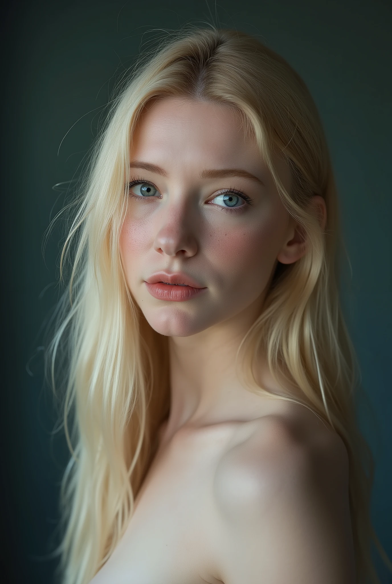 Full frontal face shot, studio photograph, face shot, closeup, A captivating young woman, who is a harmonious blend of elegant features and youthful charm, goth girl, goth aesthetics, straight hair, blonde, long hair, , , , sparkling eyes, long eyelashes, looking at viewer,
cinematic shot, dynamic lighting, 75mm, Technicolor, Panavision, cinemascope, sharp focus, fine details, 8k, HDR, realism, realistic, key visual, film still, cinematic color grading, depth of field,