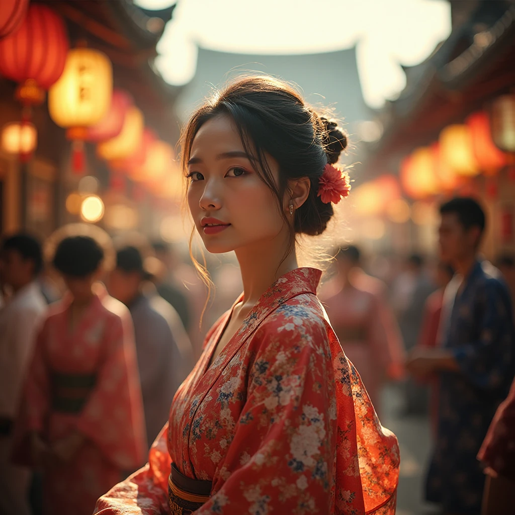 live-action、festivity、 woman in a yukata、Japanese