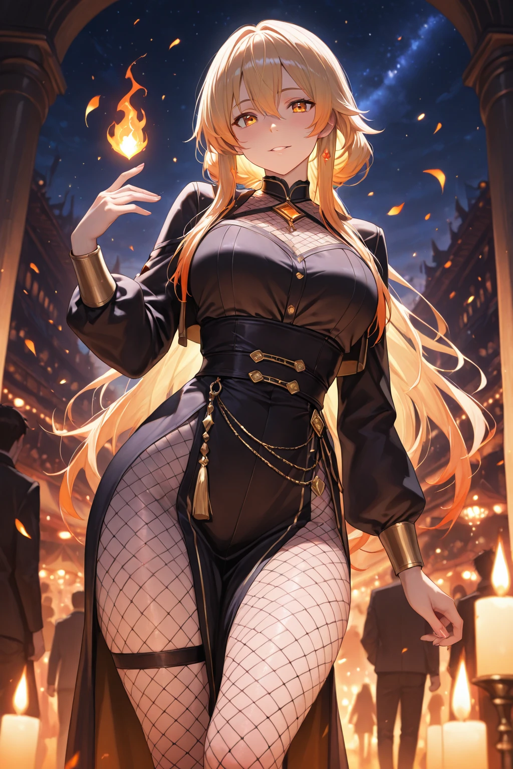 (Personagem feminina de League of Legend, Estilo de arte Hyper League of Legend), Female Angel Goddess, ((alta qualidade seda chiense vestidos, Chinese Style Hairstyle, vison scraf, colar dourado, silk clamp, fita, leggings de seda branca, colar)), (preto twin bun estilo de cabelo, pupila marrom, Chinese Style Makeup, Forma perfeita do corpo), (Coercion Idol Aura, efeito turvo), (Obras, Mundo de fantasia, Hyper res), Courtyard background