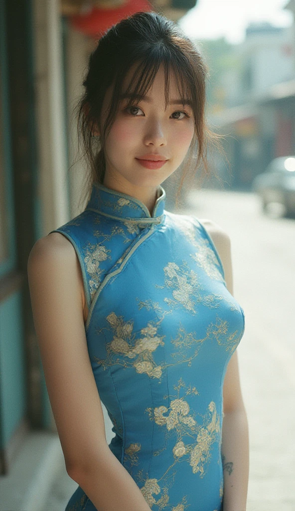 Top-quality Realistic,Official art,Highly detailed CG Unity 8k wallpaper,ultra-detailliert,hight resolution,Physically-based rendering,Magnificat,finely detail,masterpiece,Best Quality,ultra detailed,Mature beauty,Beautiful women,1girl,moist lips, lips, smile,Gentle smile, 20 years old, Beautiful ,Smooth , big well-shaped , beautiful ,beautiful Mature body,swept bangs,(Medium hair:1.3), beautiful detailed eyes,model shoot style,Japanese Idol,Half-body,((Sunflower blooming field)),BREAK, ((Light blue Ao dai:1.3)),(vietnamese national costume),Standing model pose,Delicately expressed eyes,cute smile,shoot from front,A lot of Sunflower are blooming,walking Sunflower street,