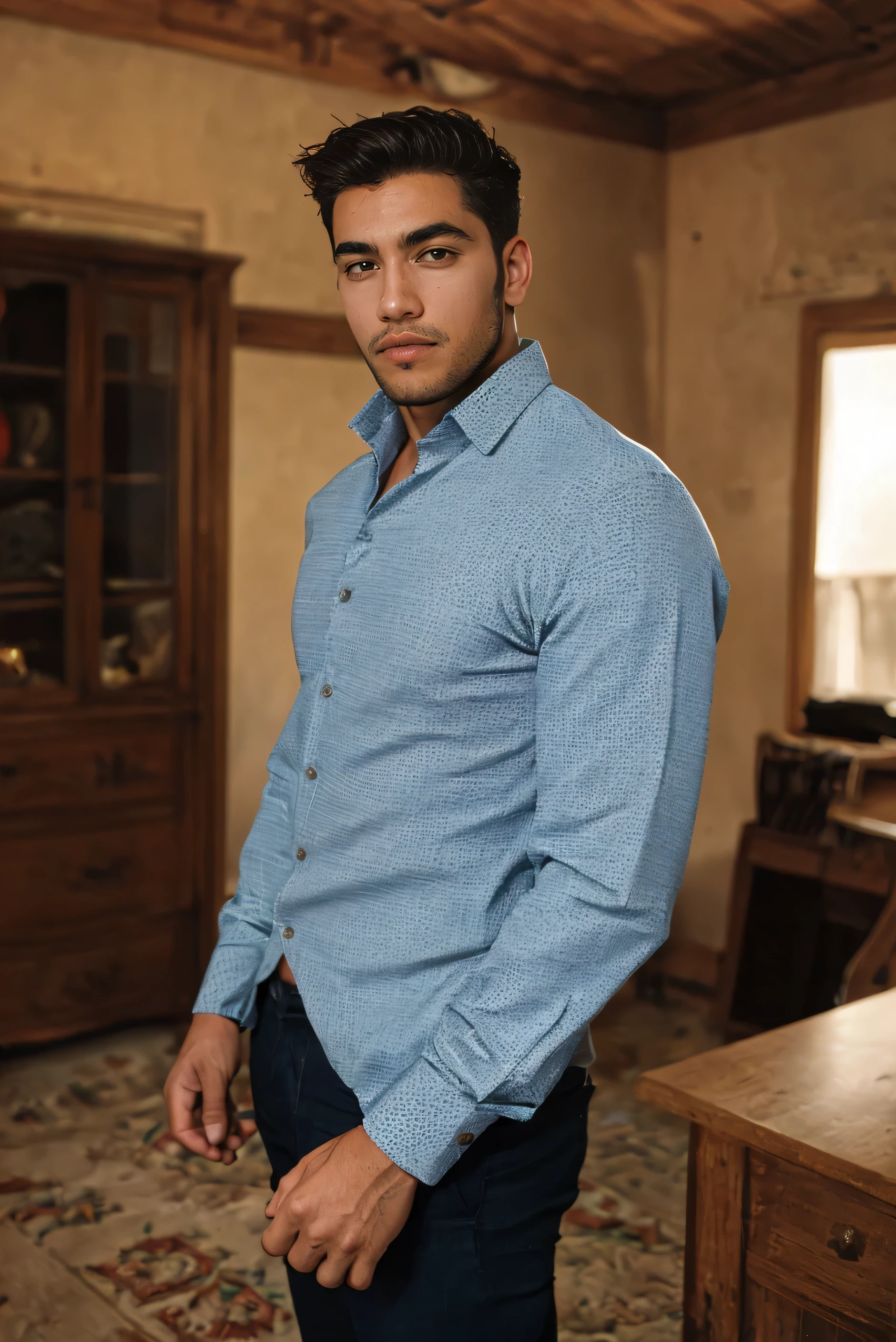 Realistic amateur photo posted to facebook , handsome men ,clothes