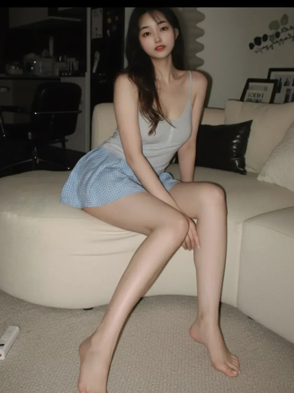 araffed woman sitting on a pink couch with her legs crossed, sitting on the sofa, chinese girl, sitting on a sofa, reluvy5213, pretty face with arms and legs, crossed legs, gorgeous chinese model, on a couch, sitting on couch, juicy legs, ???? girl, asian girl, young asian girl, beautiful asian girl, korean girl