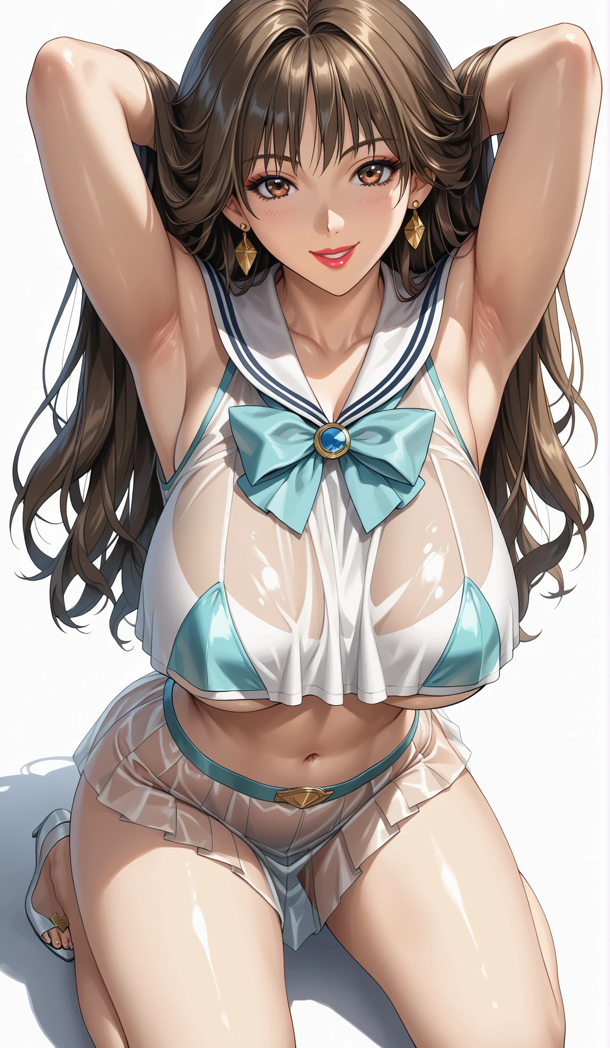 looking at the viewer,  smile, Big eyes , dynamic poses, thick thighs, , masterpiece, high quality, Ultra HD |, absurd, (PureErosFace_V1:0.7), (Detailed background),
nothing absurd, (camel's paw:1.2), 
absurd, high, best quality, 1girl, long hair, wind, clothes lift, , panties, (print strap dress), eyes closed, mouth open, 
inside, sunlight, large , open door, cloud, from below,