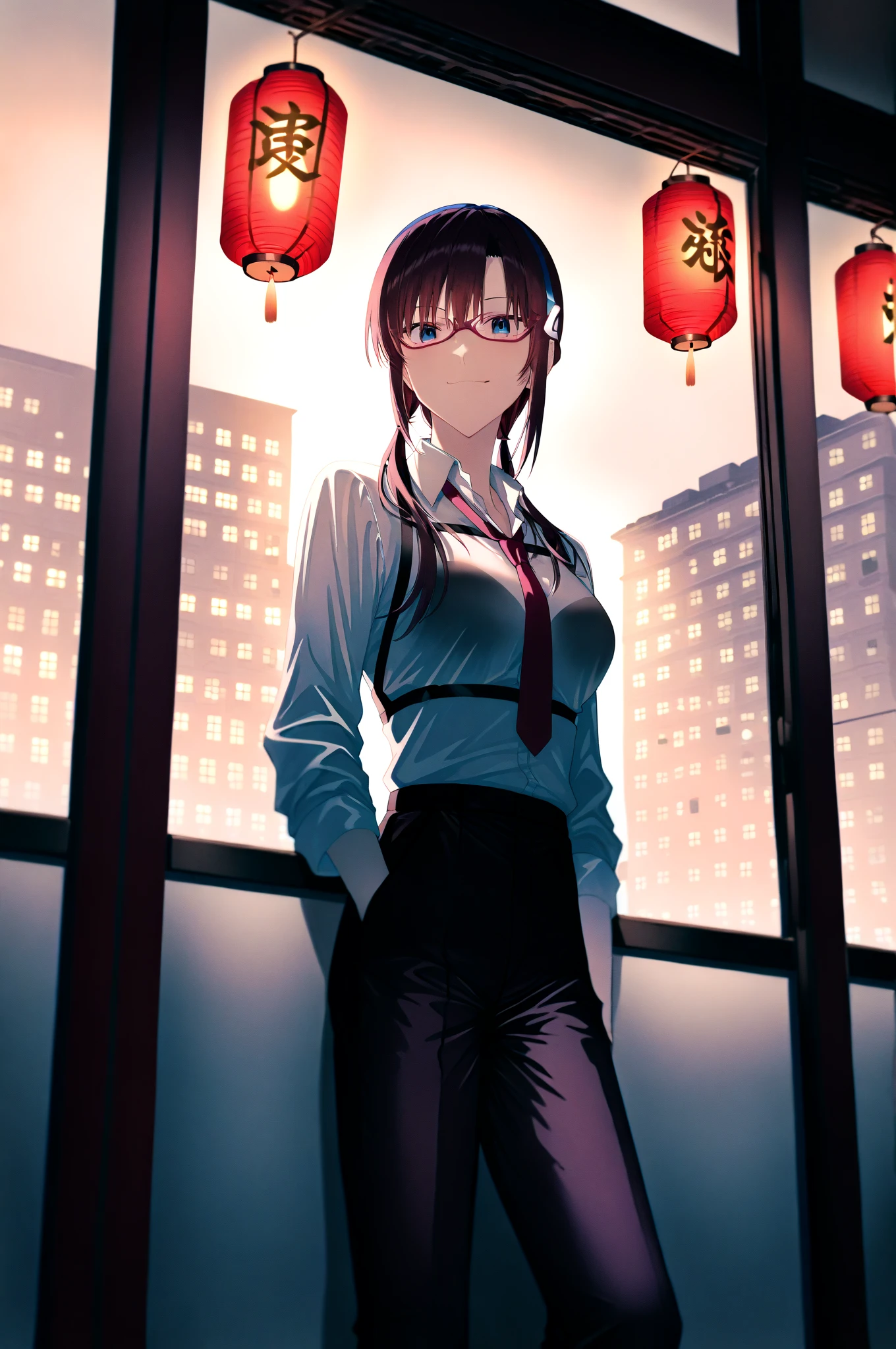 Masterpiece、Beautiful、kawaii girl、Hakama skirt、Night city、