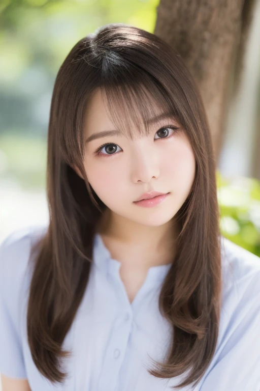 (8k、Raw photo、highest quality、masterpiece:1.2)、(Realistic、Photorealistic:1.37)、Ultra-detailed、超A high resolution、1 girl、Seeing the viewer、Beautifully detailed face、smile、(Slim waist) :1.3)、Beautifully detailed skin、Skin Texture、Floating Hair、Professional Lighting、Human whole body、Long brown hair that is almost blonde、loosely curled hair、Light blue dress、30 years old、ponytail、Cityscape