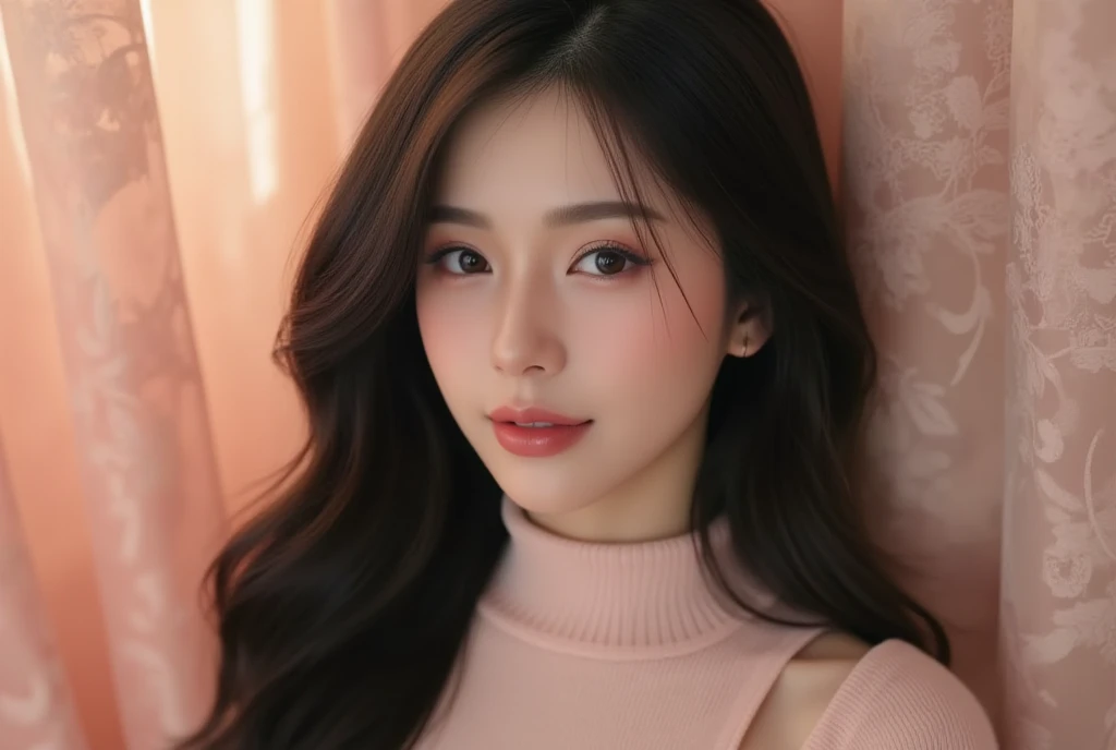 Korean、27yr old、female、eyes large、a brunette、lips pink、Big、tall、Shoulder out、Model body type、Beautuful Women、off-shoulder blouse, Full bodyesbian