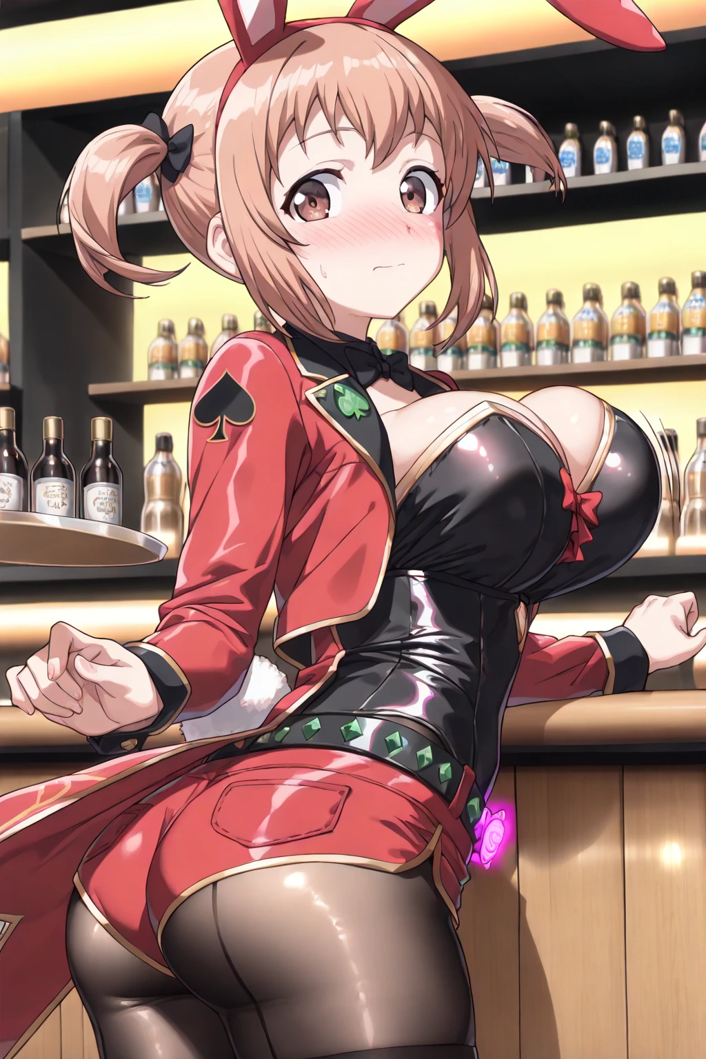 ((highest quality、muste piece、High resolution))、(Zoom photo from the front:1.95、Pose that invites men、brown hair、first round、wavy hair)、(((santa costume:1.5、、wet body:2.5、wet body、、:2.5、 、inside the casino:1.5)))、、((wet body、 、))