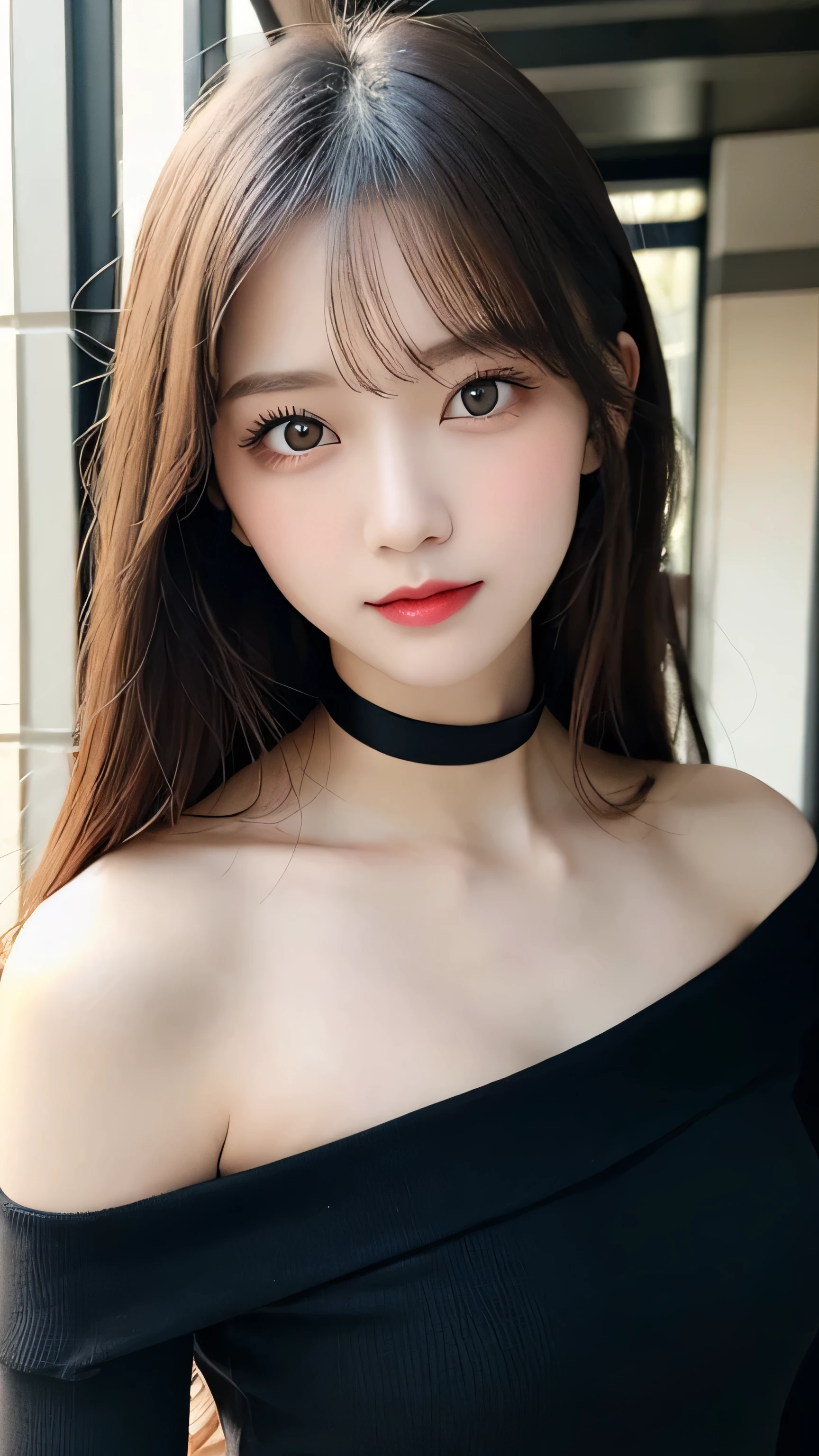 Picking the Table , Highest Quality , shape , very detailed , fine , high resolution , 8K Wallpaper , perfect dynamic composition , 20 year old girl , fineて美しい目 , brown eyes , Dark Eyes , symmetrical eyes on canon , Beautiful Long Straight Hair , small breasts:1 . 2 , Natural Colored Lips , bold and sexy pose with handcuffs and collar , smile , cute woman exposing herself , Elegant Face , Slim figure , big eyes , Obscene mother , perfect beautiful face , Slim face and body , big eyes , Xiaoyan , Aoyama Street , bitch , bondage , great style , loose clothes , cut-out top:1.6,Plunge Neckline,Ultra Plunge,Sexy Tops, No tops , no cloth, off shoulder,