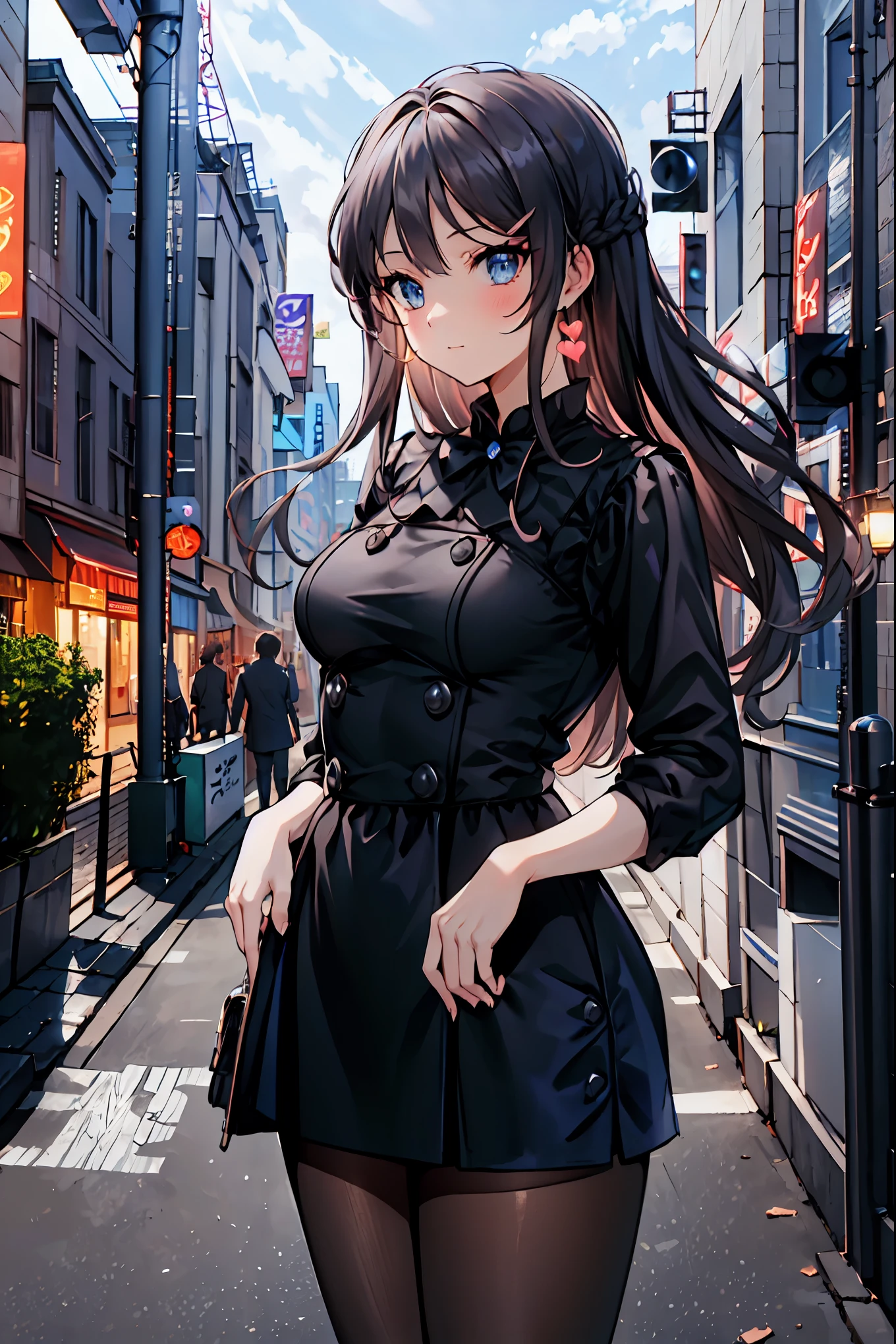 Bunny Girl at the Tavern,Under the Shiny Neon Lights,Bunny Girls Listen to the Hearts of Customers,Selling Escapist for a Moment,active，Attractive Poses,Rich Proportions,plump curves,beautiful face,Glossy Hair,Glittering Costumes,meteor、空から降り注ぐmeteor、無数のmeteor群、Tokyo Disneyland,Tokyo Disneylandの活気に満ちた魔法のような雰囲気の中を歩く, casual clothes､cute clothes､Cinderella Castle can be seen in the background, warm sunshine､The vibrant and cheerful atmosphere of Disneyland，Families and couples pass by,brown hair，shortcut，unkempt hair，Short braided hair，Neat，slender beauty，correct posture，small breasted，Beautiful legs，Enchanting Gray-Blue Eyes Shine Like Stars，Saggy Eyes，Brilliant Colors,beautiful eyes,A delicate smile,Textured Skin,Best quality at its best,gentle and beautiful woman,anime style､Bewitching Expression,Bold action,Night Atmosphere,Realistic CG Art,dramatic lighting,Dense Gradation,Striking colours,HIGH QUALITY,8K,Photorealistic,Realistic,Professional skills,Refined Textures,Brilliant Colors彩,bokeh,Dark and Enchanting