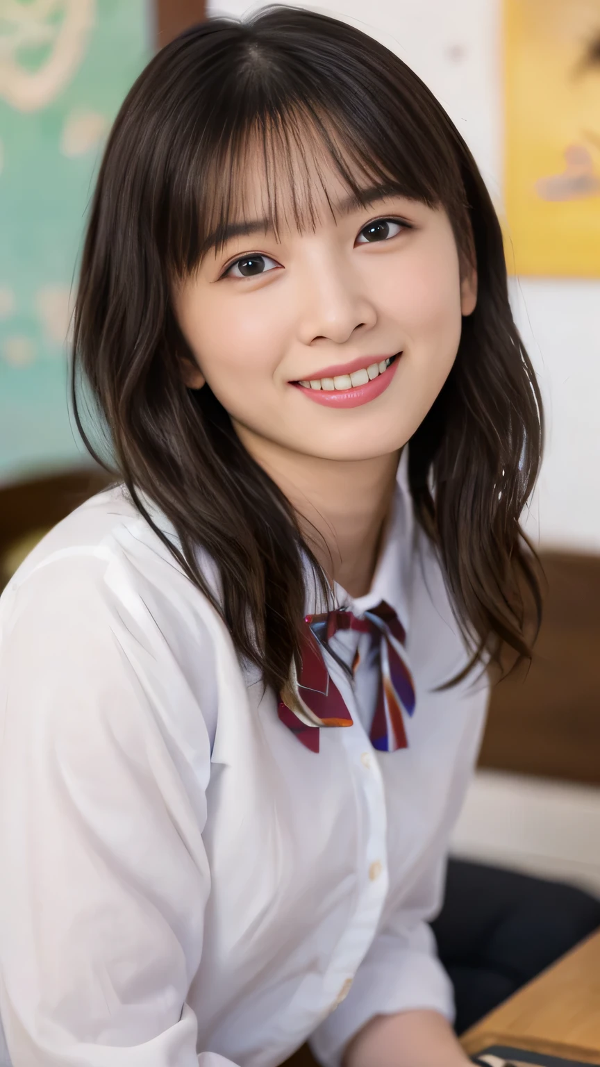 masterpiece、 beautiful eyes, ( An unrivaled masterpiece、 Symmetrical Cannon Eyes:1.3),Very complicated、
( A masterpiece That Will Dispel the Crowd , Highest Quality , very detailed , detailed facial resolution、),,( ultimate beauty、 Dark Haired、 face like a baby 、bang、 pupil、ribbon、 Floral Decor 、、 innocent and funny expressions 、smile( Middle School Student 、 big boobs )、 Wavy hair reflecting the human mind 、indoor)( 8kWallpaper、high resolution ,, )( full body portrait 、head to waist) ( Naked、Nipple 1,7) Sharp Concentration 、 And high-precision 、Nakedの女の子、cute panties