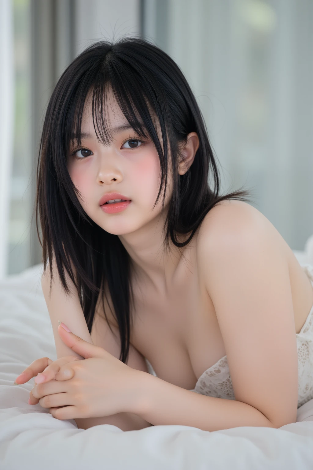 ((((open one's legs)))),((fullnude)),14mm prime lens,Focus on the foreground eye,​masterpiece,Realistic skin type,Fine skin quality,7 years old,(Colossal tits),looking at the viewers,realisitic,女の子1人,a small face,((Small and  room)),fullnude,((Realistic nipples)),Japan's Red Light District,Prostitutes,natta,The light in the room is not on,((Night view outside the window)),the pose,hairstyle on、Detailed、accuracy