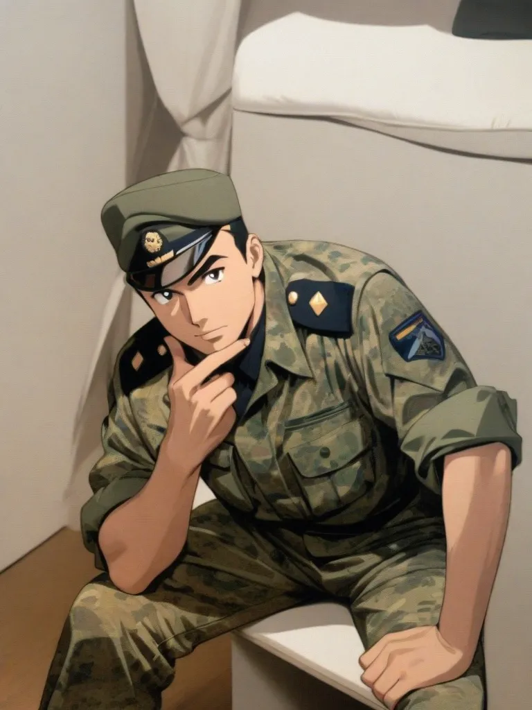 score_9,score_8_up,score_7_up, solo male, Isami Ao \(Brave Bang Bravern\), black hair, (short hair, neat hair, bare forehead:1.5), brown eyes, sanpaku, constricted pupils, black undershirt, green pilot jumpsuit, blakc undershirt, adult, mature, masculine, manly, handsome, charming, alluring, standing, upper body, perfect anatomy, perfect proportions, best quality, masterpiece, high_resolution, dutch angle, cowboy shot,Isami Ao<lora:EMS-369096-EMS:0.800000>