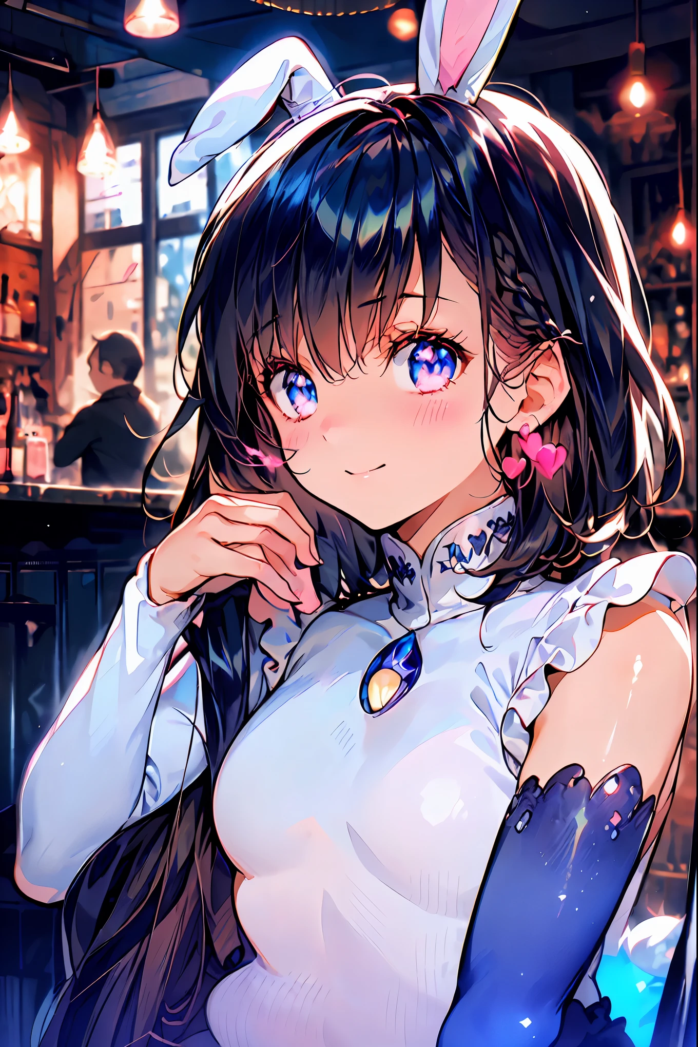 Bunny ears、Bunny Girl in the Tavern,Under the Shiny Neon Lights,Bunny Girls Listen to the Hearts of Customers,Selling Escapist for a Moment,active,Attractive Poses,Rich Proportions,plump curves,beautiful face,Glossy Hair,Glittering Costumes,meteor、空から降り注ぐmeteor、無数のmeteor群、Tokyo Disneyland,Tokyo Disneylandの活気に満ちた魔法のような雰囲気の中を歩く, casual clothes、cute clothes、Cinderella Castle can be seen in the background, warm sunshine、The vibrant and cheerful atmosphere of Disneyland,Families and couples pass by,brown hair,shortcut,unkempt hair,Short braided hair,Neat,slender beauty,correct posture,small breasted,Beautiful legs,Enchanting Gray-Blue Eyes Shine Like Stars,Saggy Eyes,Brilliant Colors,beautiful eyes,A delicate smile,Textured Skin,Best quality at its best,gentle and beautiful woman,anime style、Bewitching Expression,Bold action,Night Atmosphere,Realistic CG Art,dramatic lighting,Dense Gradation,Striking colours,High Quality,8K,Photorealistic,Realistic,Professional skills,Refined Textures,Brilliant Colors彩,bokeh,Dark and Enchanting