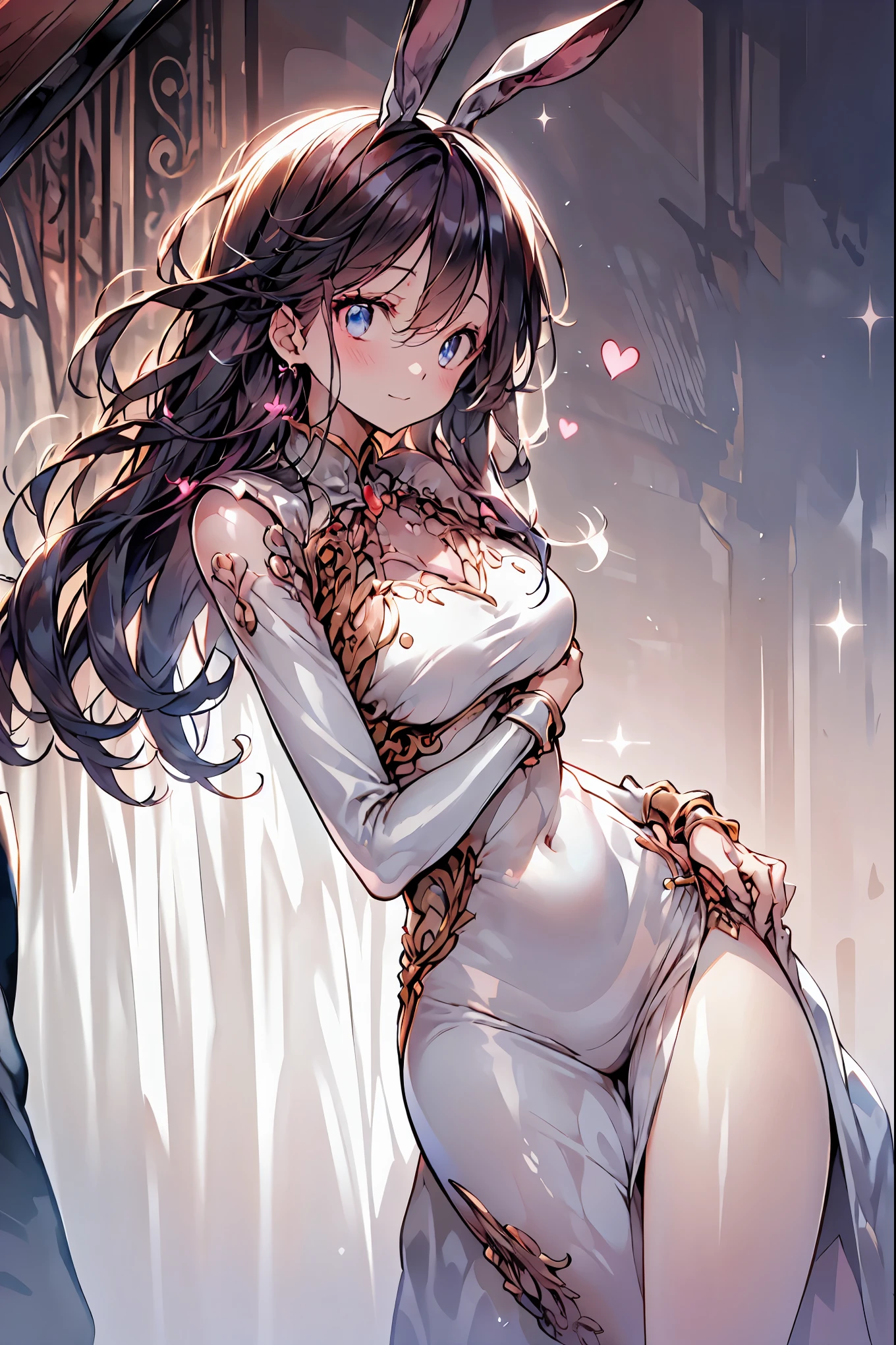 Bunny ears、Bunny Girl in the Tavern,Under the Shiny Neon Lights,Bunny Girls Listen to the Hearts of Customers,Selling Escapist for a Moment,active,Attractive Poses,Rich Proportions,plump curves,beautiful face,Glossy Hair,Glittering Costumes,meteor、空から降り注ぐmeteor、無数のmeteor群、Tokyo Disneyland,Tokyo Disneylandの活気に満ちた魔法のような雰囲気の中を歩く, casual clothes、cute clothes、Cinderella Castle can be seen in the background, warm sunshine、The vibrant and cheerful atmosphere of Disneyland,Families and couples pass by,brown hair,shortcut,unkempt hair,Short braided hair,Neat,slender beauty,correct posture,small breasted,Beautiful legs,Enchanting Gray-Blue Eyes Shine Like Stars,Saggy Eyes,Brilliant Colors,beautiful eyes,A delicate smile,Textured Skin,Best quality at its best,gentle and beautiful woman,anime style、Bewitching Expression,Bold action,Night Atmosphere,Realistic CG Art,dramatic lighting,Dense Gradation,Striking colours,High Quality,8K,Photorealistic,Realistic,Professional skills,Refined Textures,Brilliant Colors彩,bokeh,Dark and Enchanting