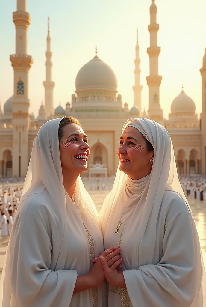 (((Full  and   Star)))  RAW, Best quality, high resolution, masterpiece: 1.3), Three women beautiful Malay woman in hijab,Masterpiece, The art depicts a Malay woman in a hijap  Wearing a wide V-neck dress with lace,pink blous, light blue in color, decorated with intricate patterns and bright colors. The dress covered her curvaceous figure perfectly, highlighting her  silhouette. He walked in the flower garden illuminated by the soft light of the morning sun. The scene exudes a smile and is . Her graphic style combines watercolor techniques and digital illustration to evoke sophisticated beauty and charm. The lights were filled with soft sunlight, casting soft highlights and shadows on her charming features.  thighs, wearing  tights, , three-dimensional  features, 8k, RAW photos, best quality, high resolution, high quality photos, complex,  exposure,