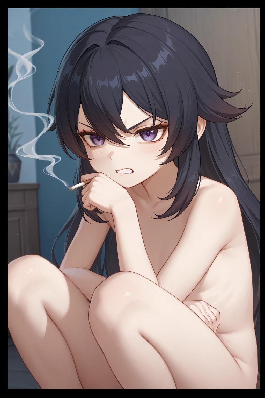 ((Highest quality)), ((masterpiece)), (detailed), One girl, ????、Muscular、Spread your legs、???? is visible、Flat ?????、13-year-old girl、??????????、The best smile、Blushing、???????、Shortcuts、Narrow eyes
