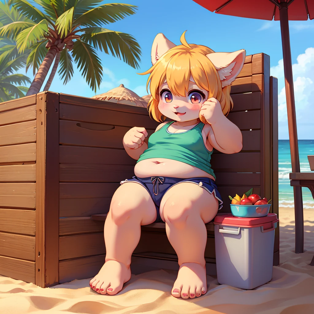 hairy girl, young, Shibainu，, Yellow Eyes, Small breasts, Detailed body fur, , masterpiece, Anime Style, Two-tone body fur, brown body fur, clear brown body fur, Shiba Inu， tail, Detailed face,  Fine grain, Detailed body,  Beach, sunny, Fine hand, Shining Body, Shiny body,  Embarrassed face,  :3, foot hits three toes,Completely ，Completely のまま，，Lift both legs up，Please turn your crotch towards me，，お， line，Embarrassed expression，humiliation，，Lots of characters around，Close your eyes，