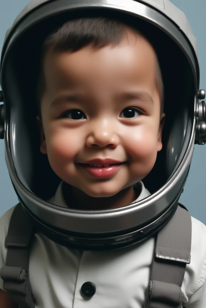 little boy astronaut, dressed as an astronaut in space，upper body，Chinese extravehicular space suit