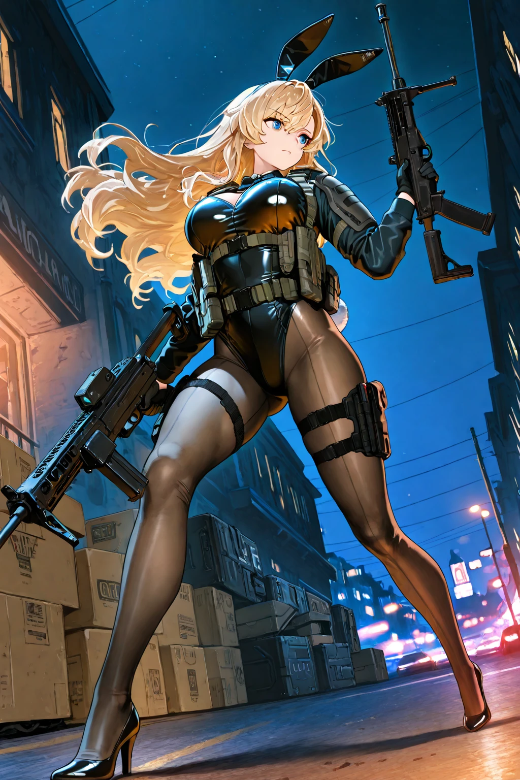 smog, post-apocalyptic, destroyed city background, buildings on fire, spaceship in the sky, science fiction, (thick:1.4), (long blonde:1.4), green eyes, HDR (high dynamic range), ray tracing, nvidia rtx, super resolution, unreal 5, subsurface scattering, PBR textures, post-processing, anisotropic filtering, depth of field ,maximum sharpness and sharpness, multi-layer textures, albedo and highlight maps, surface shading, Accurate simulation of light-material interactions, Octane rendering, duotone lighting, low ISO, white balance, rule of thirds, large aperture, 8K RAW, efficient sub-pixels, subpixel convolution, (luminous particles: 1.4), {{Masterpiece, Best Quality, Extremely detailed CG, Unity 8k wallpapers, 3D, cinematic lighting, lens flares}}, , meat legs, tights, skins