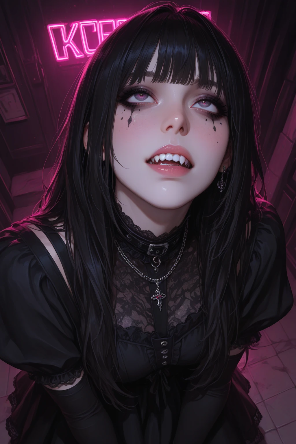 a woman sitting on a chair with bats around her head and a full moon behind her, with bats flying overhead, Chizuko Yoshida, anime art, a character portrait, gothic art, noisy