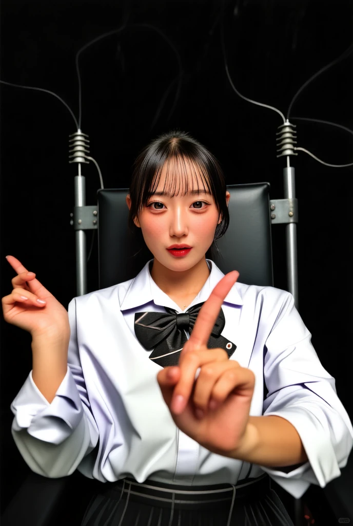 A woman holding a black object in her hands, 生物力学of, cybernetic implant h 768, European Cyberpunk, Wang Chen, 女性化of身体, put, Official product images, vibration, Women have more toys, Yoshitomo Nara, of