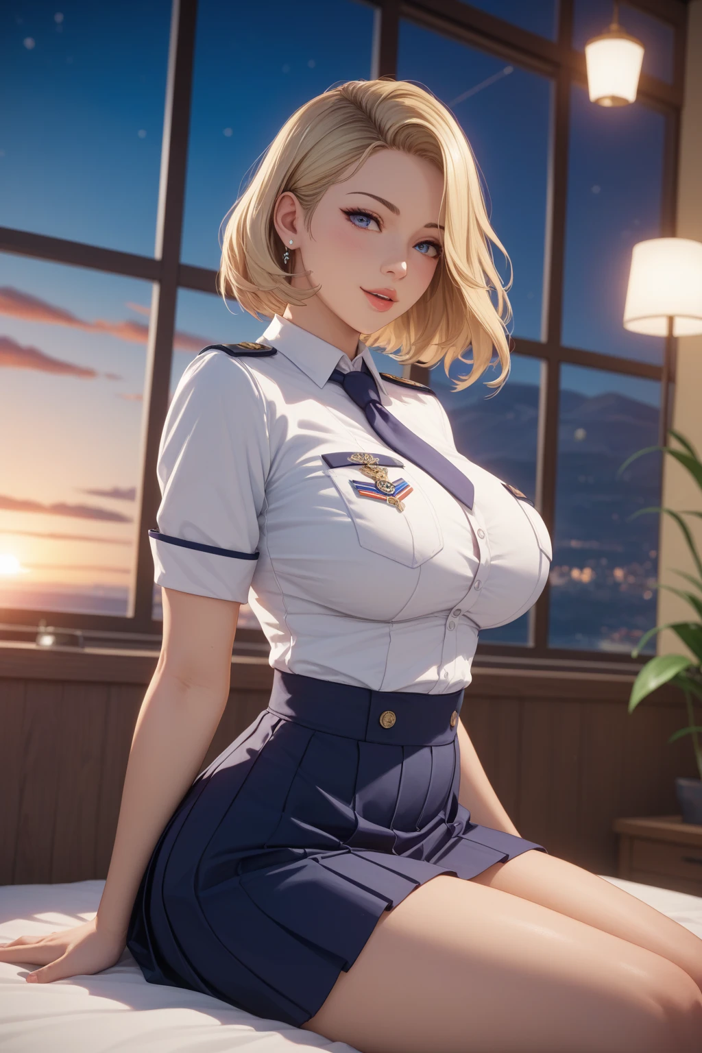 ((Japanese ido))　a blond　eye glass　Shorthair　((A MILF))　((Fancy makeup))　Whip whip　((bright red lips))　((white  shirt))and red enamel tight skirt　Woman sitting barefoot　Sweaty and shiny face　((Aurora Borealis and the Great Snowfield))　Portrait　Looking at the camera　low angles　Soft lighting