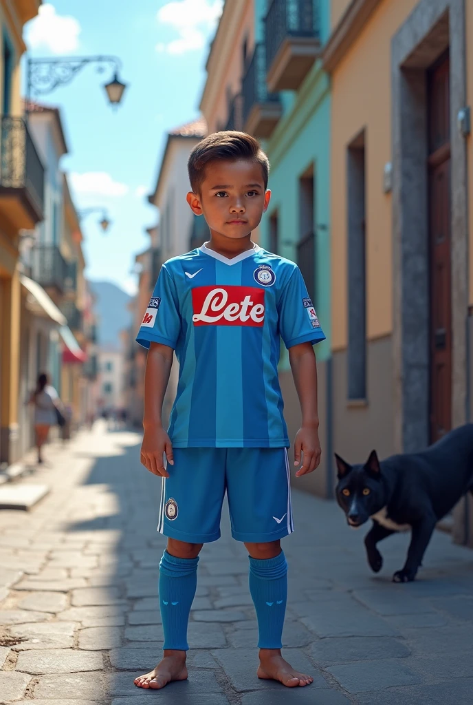Siamese cat with Colombian soccer jersey