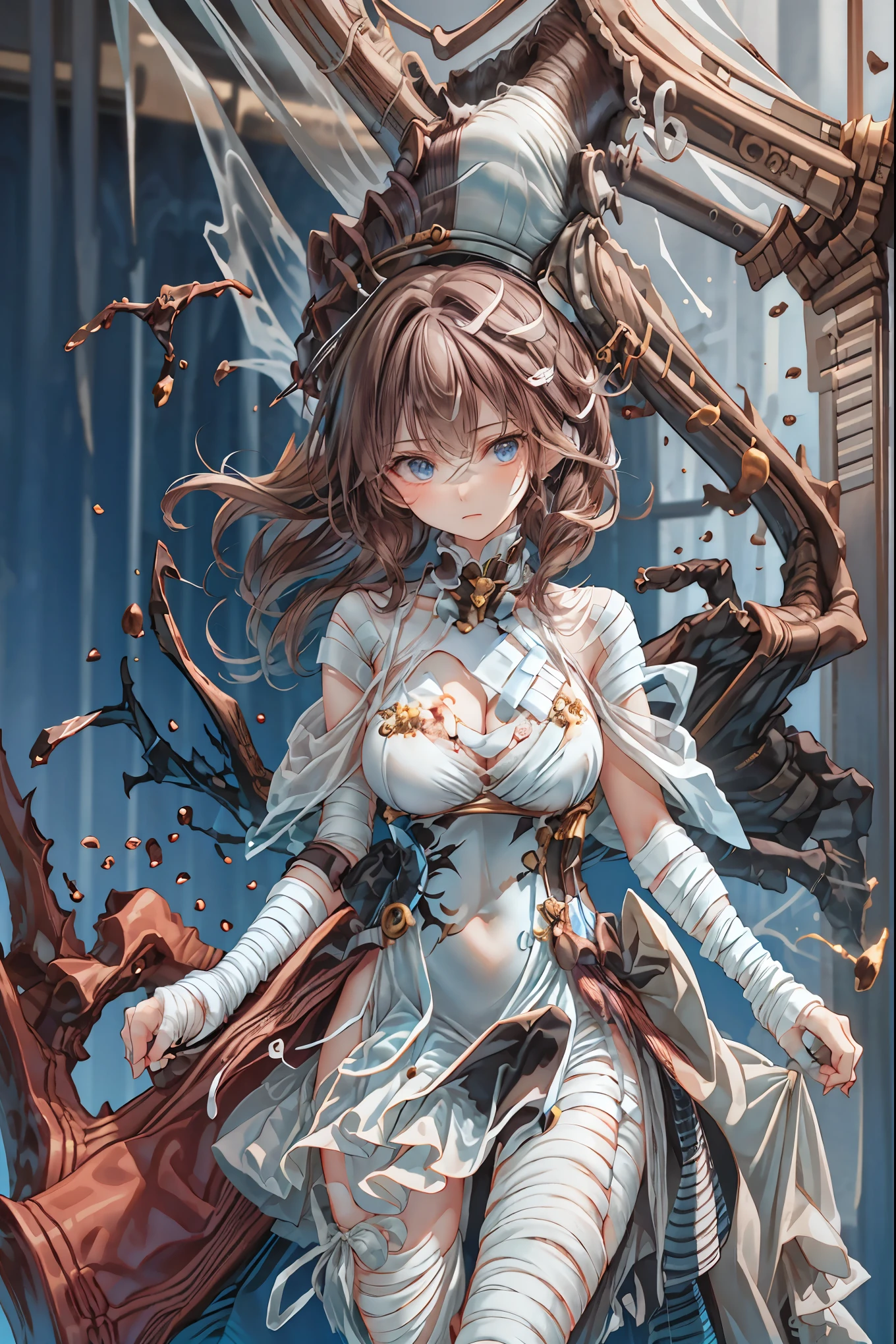 (((Bandage girl)))、Beautiful girl,Halloweenの夜,怪物に取り囲まれたCity, A girl being controlled by a monster , Transforming into a monster , A city filled with skyscrapers ,Cityの夜景
少女の傷付いた姿, A girl's expression is gloomy and gloomy ,frightened posture, A girl hiding her wounds with bandages , A monster's shadow creeps in the background , Surrounded by monsters ,Cityの高層ビルが立ち並ぶ夜景, A girl illuminated by the buildings , A dark, frightening atmosphere
masterpiece,4K,HDR,super precise,フォトreal,real,professional,vivid,horror,sf,dark,Halloween,dark atmosphere,fantastic,Gothic,City,Buildingscape