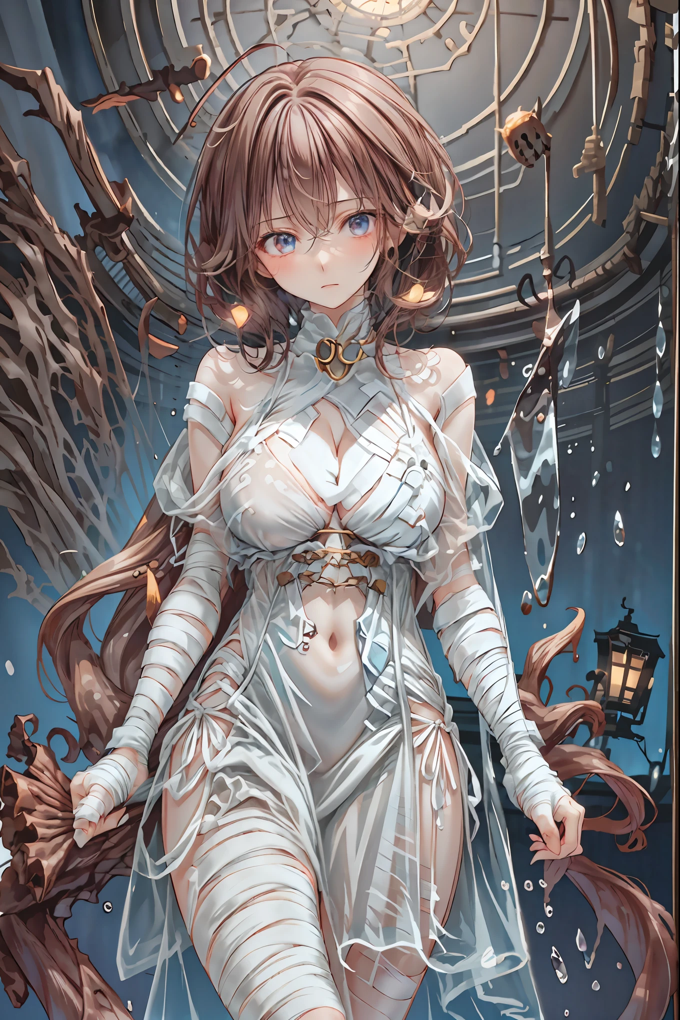 (((Bandage girl)))、Beautiful girl,Halloweenの夜,怪物に取り囲まれたCity, A girl being controlled by a monster , Transforming into a monster , A city filled with skyscrapers ,Cityの夜景
少女の傷付いた姿, A girl's expression is gloomy and gloomy ,frightened posture, A girl hiding her wounds with bandages , A monster's shadow creeps in the background , Surrounded by monsters ,Cityの高層ビルが立ち並ぶ夜景, A girl illuminated by the buildings , A dark, frightening atmosphere
masterpiece,4K,HDR,super precise,フォトreal,real,professional,vivid,horror,sf,dark,Halloween,dark atmosphere,fantastic,Gothic,City,Buildingscape