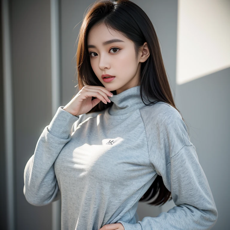 (Small ,Tomboyish,small heads)), (perfect bodies: 1.1), (shoulder length straight short black hair: 1.1),极其细致的CG 8k壁纸），（Extremely refined and beautiful），（masterpiece），（best qualtiy：1.0），（超高分辨率：1.0）,upper body，[A high resolution]，cheerfulness，smile,(Smooth and flawless fair skin:1.5),(shiny skin:1.5),ultra - detailed ，Elongated legs,(Small :1.1),Flat ,,Slim，emaciated,(long sleeved yoga top:1.5),(pantyhose:1.4),At home，in living room，Gym decoration style，Teal background，Yellow curtains,TV on the wall,Close shot，midday sunlight,(Sitting upright cross legged on a yoga mat:1.4),(close eyes:1.3),(open mouth:1.2) ,(female :1.3), (blush:1.3),(self-hugging:1.3),meditating,from front,(very short pony tail:1.2),cowboy shot,(sweat:1.6),(Portrait above  level:1.3)