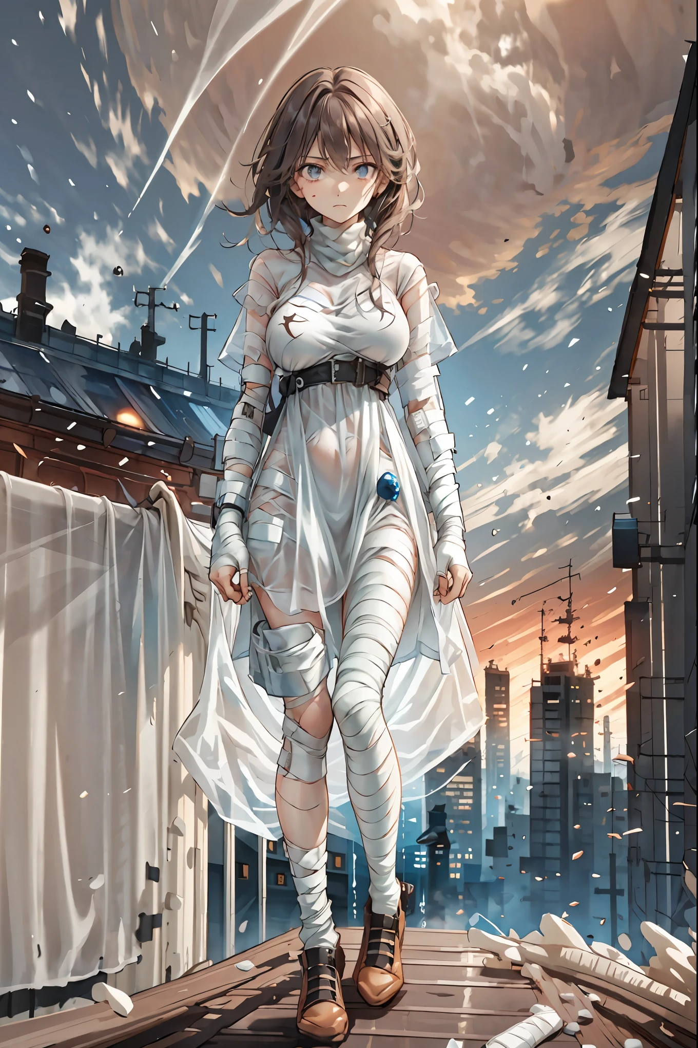 (((Bandage girl)))、Beautiful girl,Halloweenの夜,怪物に取り囲まれたCity, A girl being controlled by a monster , Transforming into a monster , A city filled with skyscrapers ,Cityの夜景
少女の傷付いた姿, A girl's expression is gloomy and gloomy ,frightened posture, A girl hiding her wounds with bandages , A monster's shadow creeps in the background , Surrounded by monsters ,Cityの高層ビルが立ち並ぶ夜景, A girl illuminated by the buildings , A dark, frightening atmosphere
masterpiece,4K,HDR,super precise,フォトreal,real,professional,vivid,horror,sf,dark,Halloween,dark atmosphere,fantastic,Gothic,City,Buildingscape