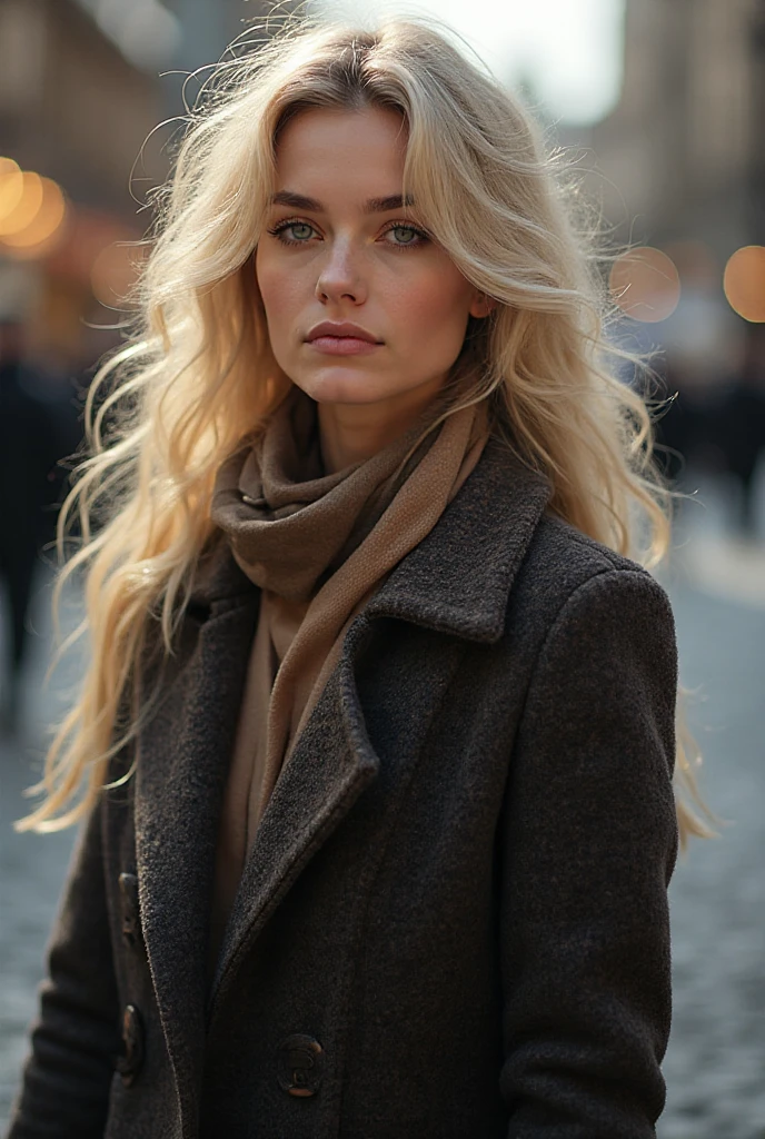 proFessional portrait photograph oF a gorgeous Norwegian girl in winter clothing with long wavy blonde hair, sultry Flirty look, gorgeous symmetrical Face, lindo maquillaje natural, wearing elegant warm winter Fashion clothing, ((parado afuera en una calle nevada de la ciudad)), impresionante entorno urbano moderno, ultra realista, arte conceptual, elegant, muy detallado, Intrincado, sharp Focus, depth oF Field, F/1. 8, 85mm, Tiro medio, plano medio, (((proFessionally color graded))), bright soFt diFFused light, (volumetric Fog), tendencia en instagram, hdr 4k, 8k