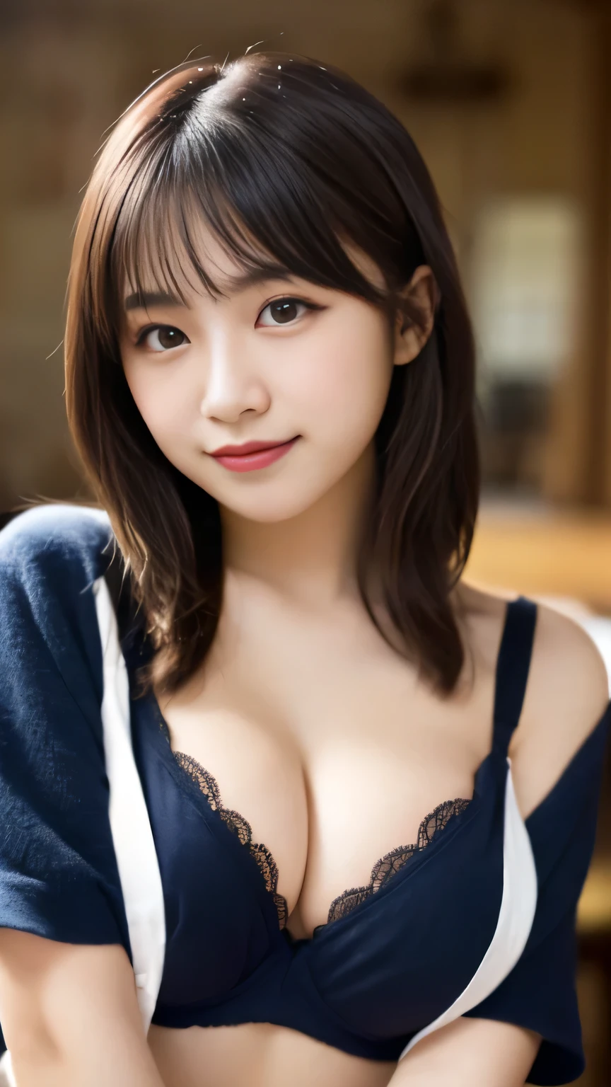   masterpiece、         beautiful eyes, (  An unrivaled  masterpiece、  Symmetrical Cannon Eyes:1.3),Very complicated、
(    A   masterpiece That Will Dispel the Crowd   ,                       Highest Quality              ,     very detailed  ,               detailed facial resolution、),,( ultimate beauty、 Dark Haired、                           face like a baby                               、bang、   pupil、ribbon、 floral decoration 、、      innocent and funny expressions     、smile(   Middle School Student 、  big boobs )、      Wavy hair reflecting the human mind 、indoor)(         8ｋWallpaper、high resolution   ,,  )(  full body portrait            、head to waist)   (Open Chest、blue bra 1  ，7)    Sharp Concentration        、 and high-precision girl、cute panties         
   