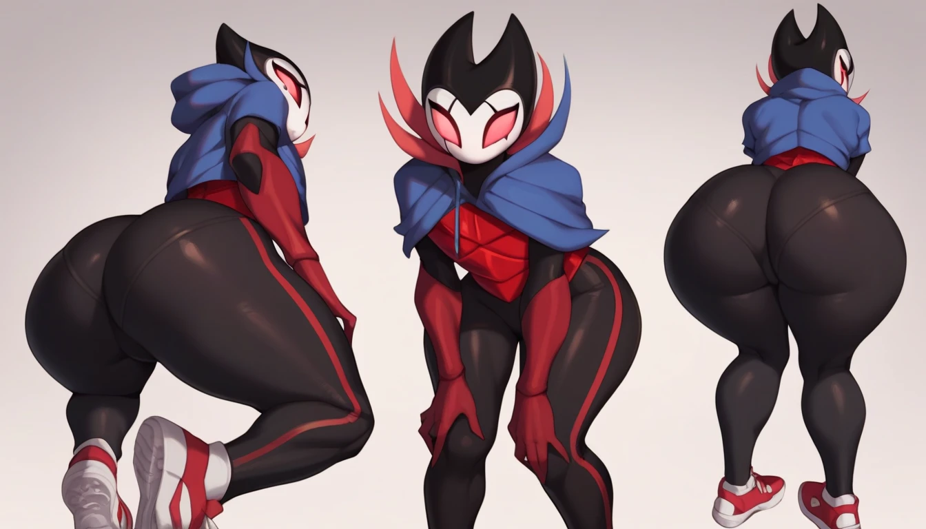 score_9, score_8_up, score_7_up, score_6_up, zPDXL2, grimm \(hollow knight\), vampire, bat, 1boy, solo, cute face, detailed eyes, thick thighs, anthro, thick ???, blue large hoodie, red sports gloves, sneakers, highlight thighs, highlight ????????, femboy, against the glass, (dynamic poses)